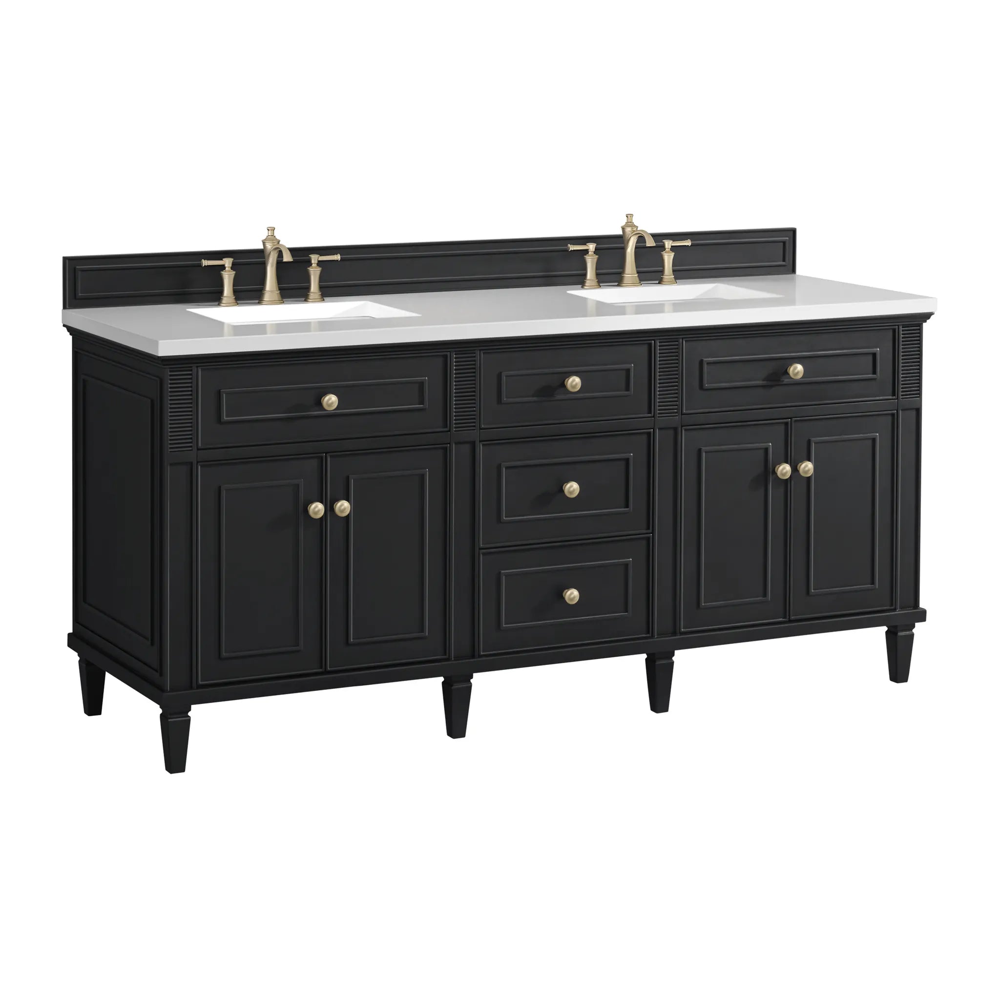 72" Lorelai Double Vanity Cabinet in Black Onyx w/ FreePower Wireless Charger image 4
