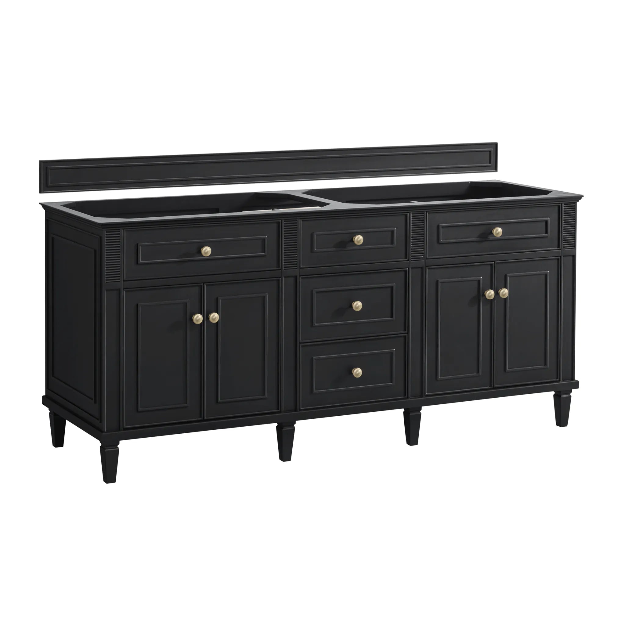 72" Lorelai Double Vanity in Black Onyx-Charcoal Soapstone Silestone-8" Widespread image 1