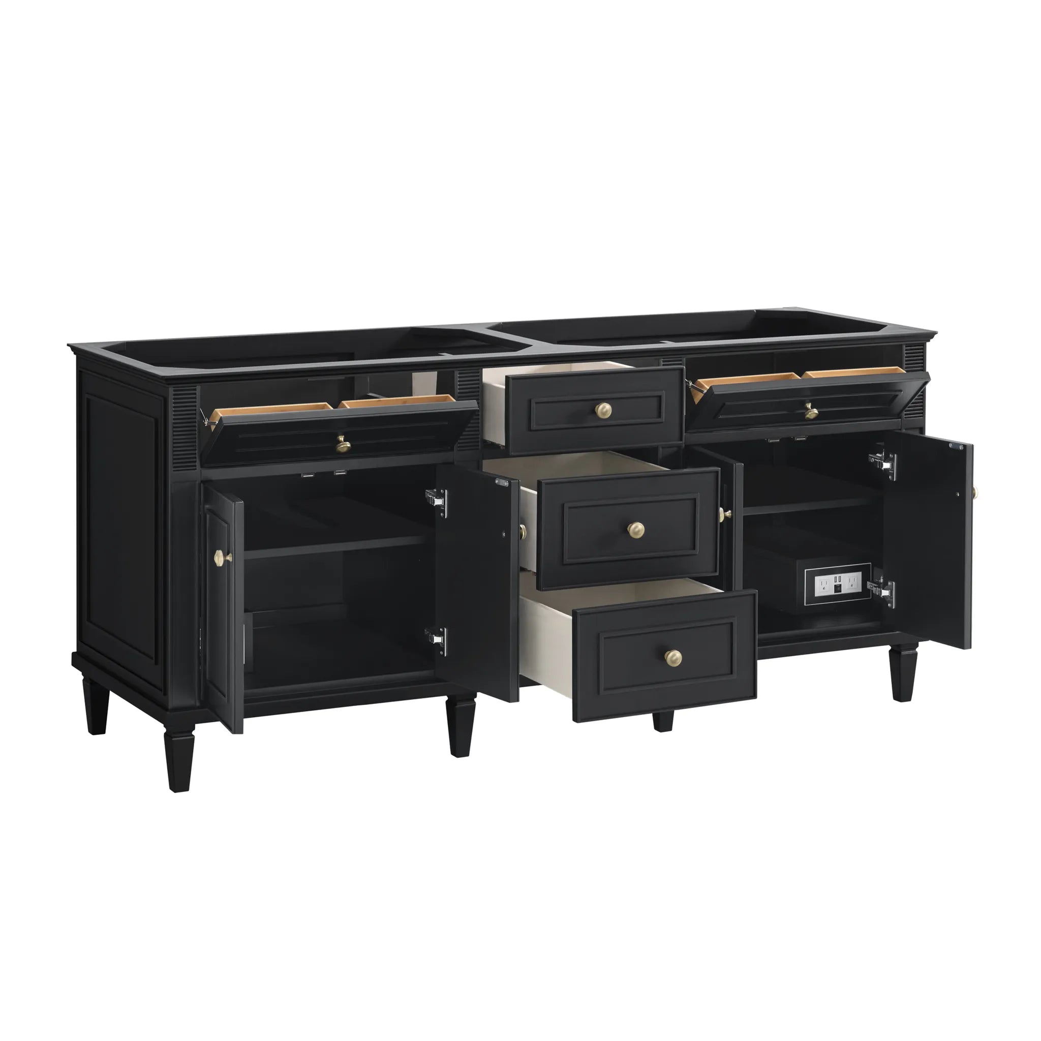 72" Lorelai Double Vanity in Black Onyx-White Zeus Silestone-8" Widespread image 9