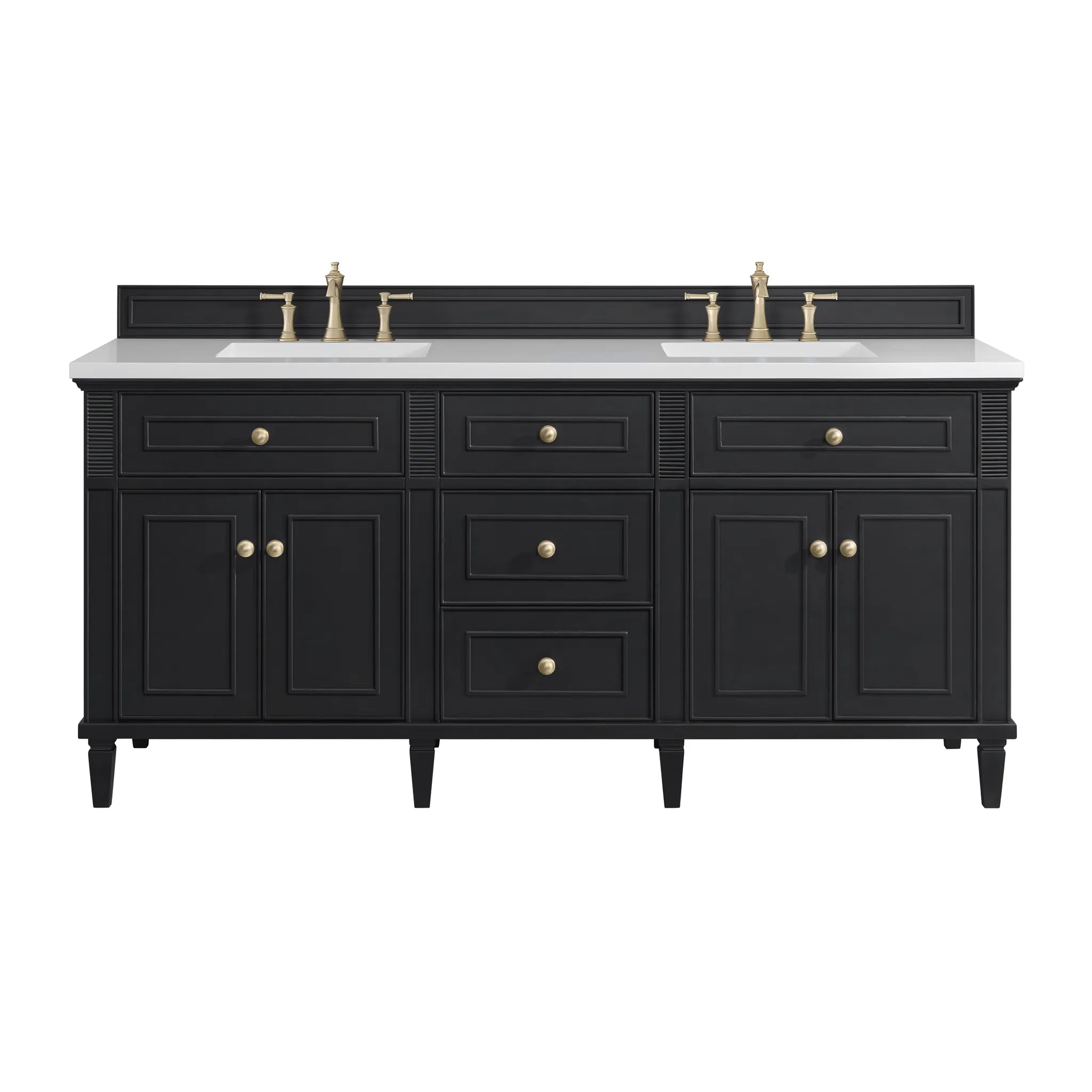 72" Lorelai Double Vanity in Black Onyx-White Zeus Silestone-8" Widespread image
