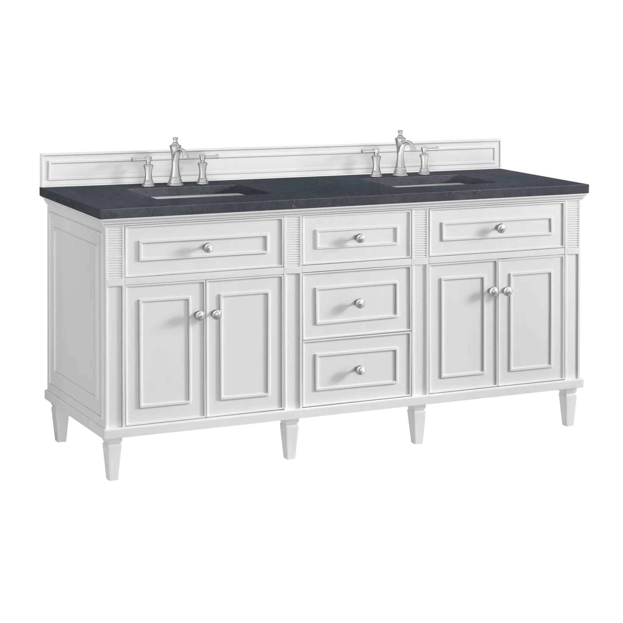 72" Lorelai Double Vanity in Bright White-Charcoal Soapstone Silestone-8" Widespread image 9