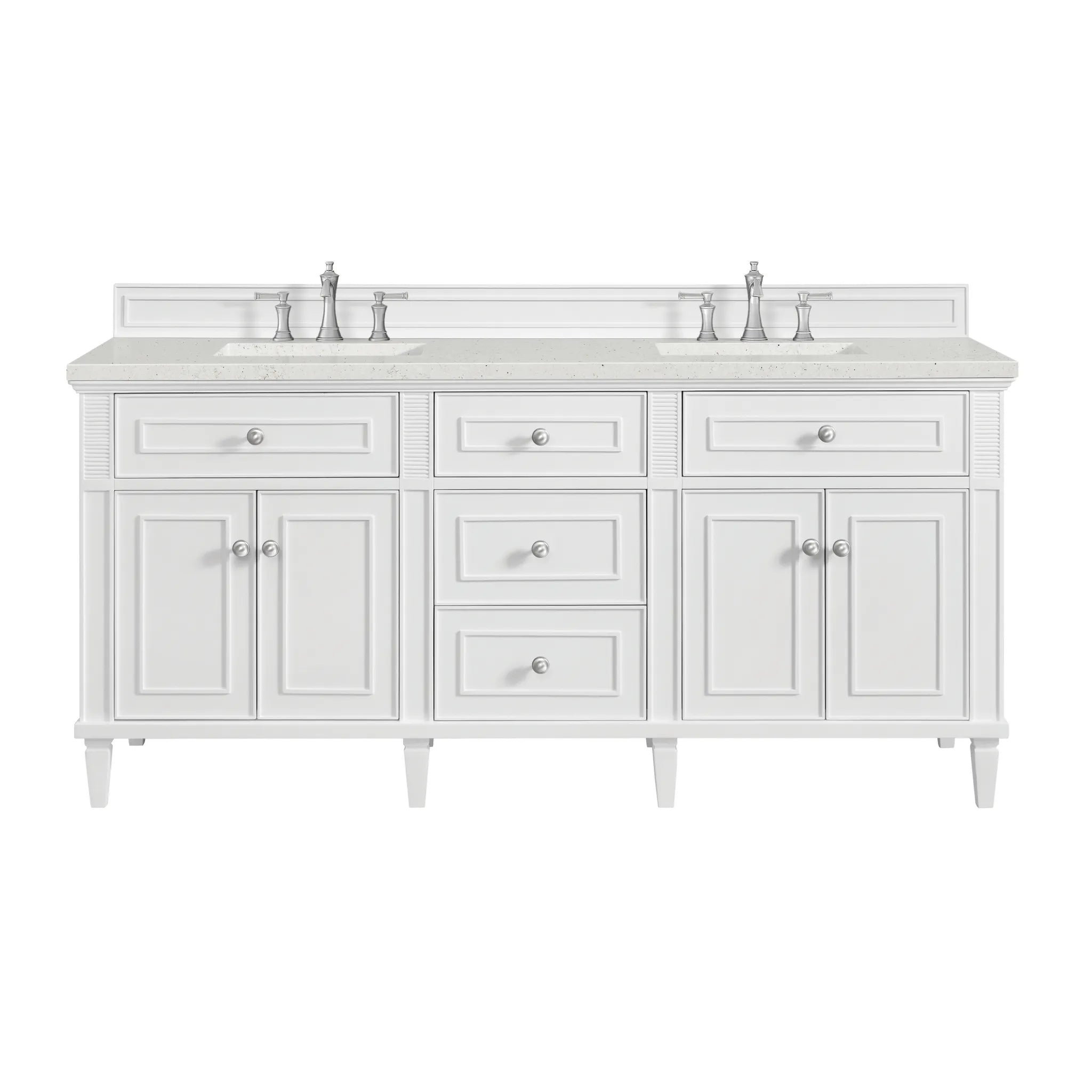 72" Lorelai Double Vanity in Bright White-Lime Delight Silestone-8" Widespread image