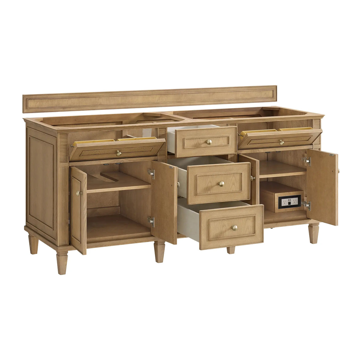 72 Lorelai Double Vanity In Light Natural Oak Standard Carrara White Marble 8 Widespread 8