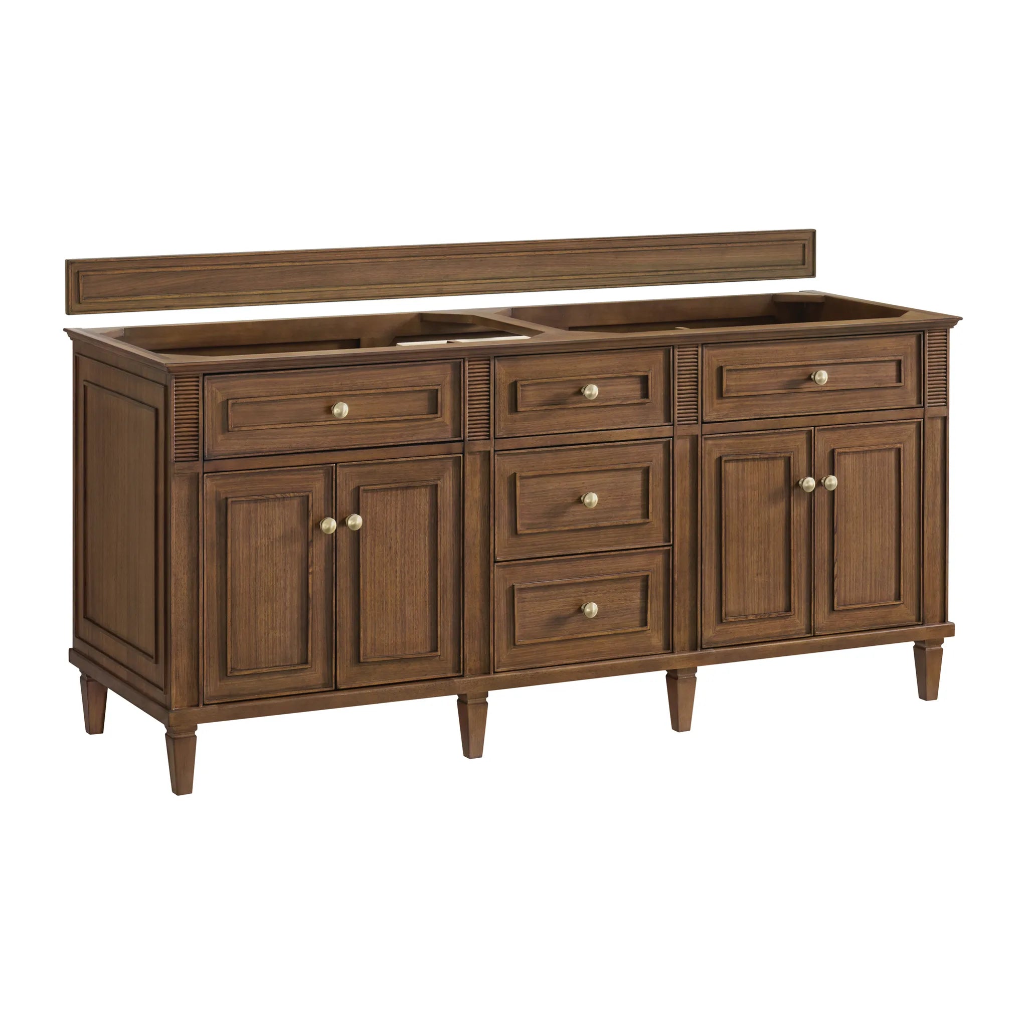 72" Lorelai Double Vanity in Mid-Century Walnut w/FreePower Wireless Charger-Cabinet Only-Not Available image