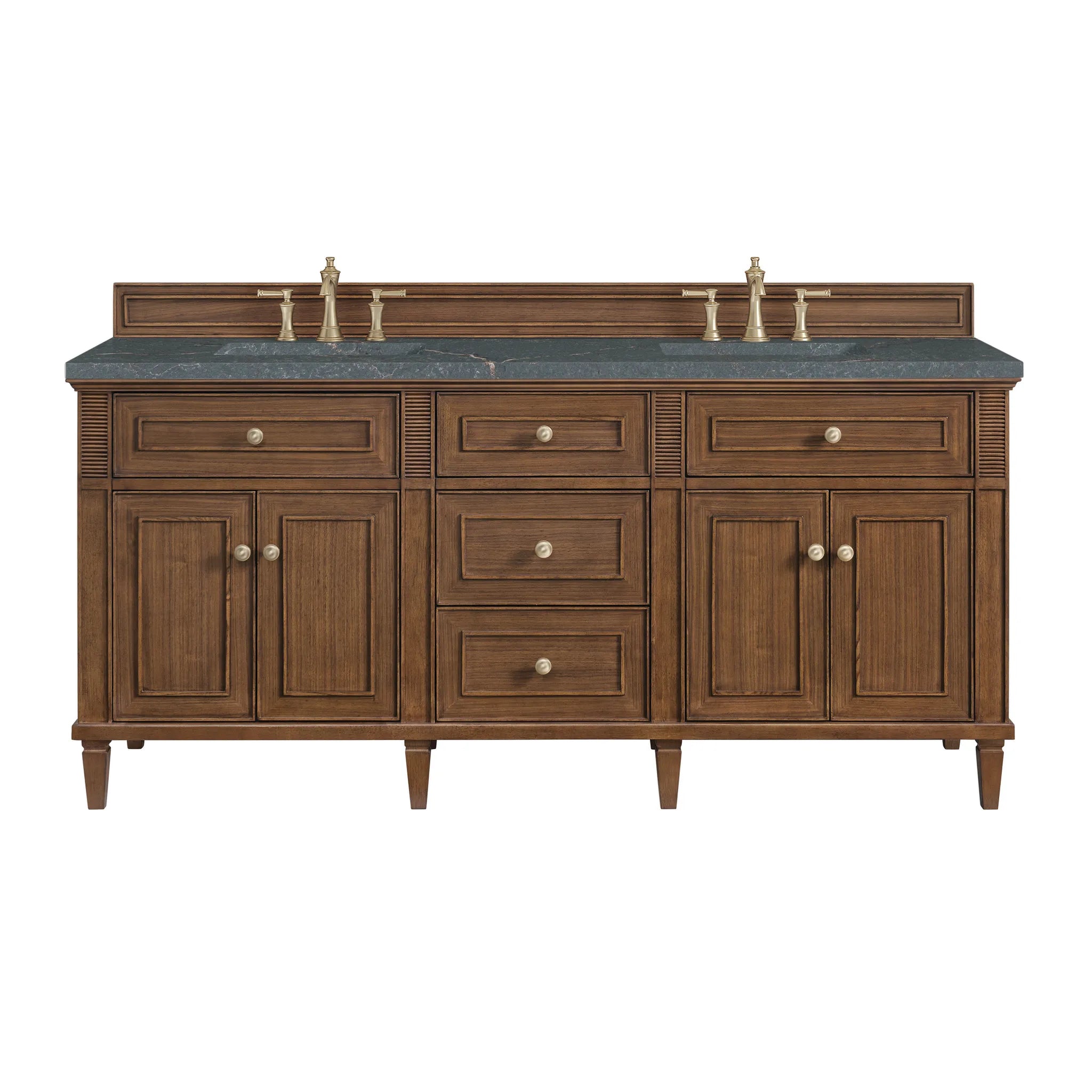 72" Lorelai Double Vanity in Mid-Century Walnut by James Martin Vanities - AURA Modern Home