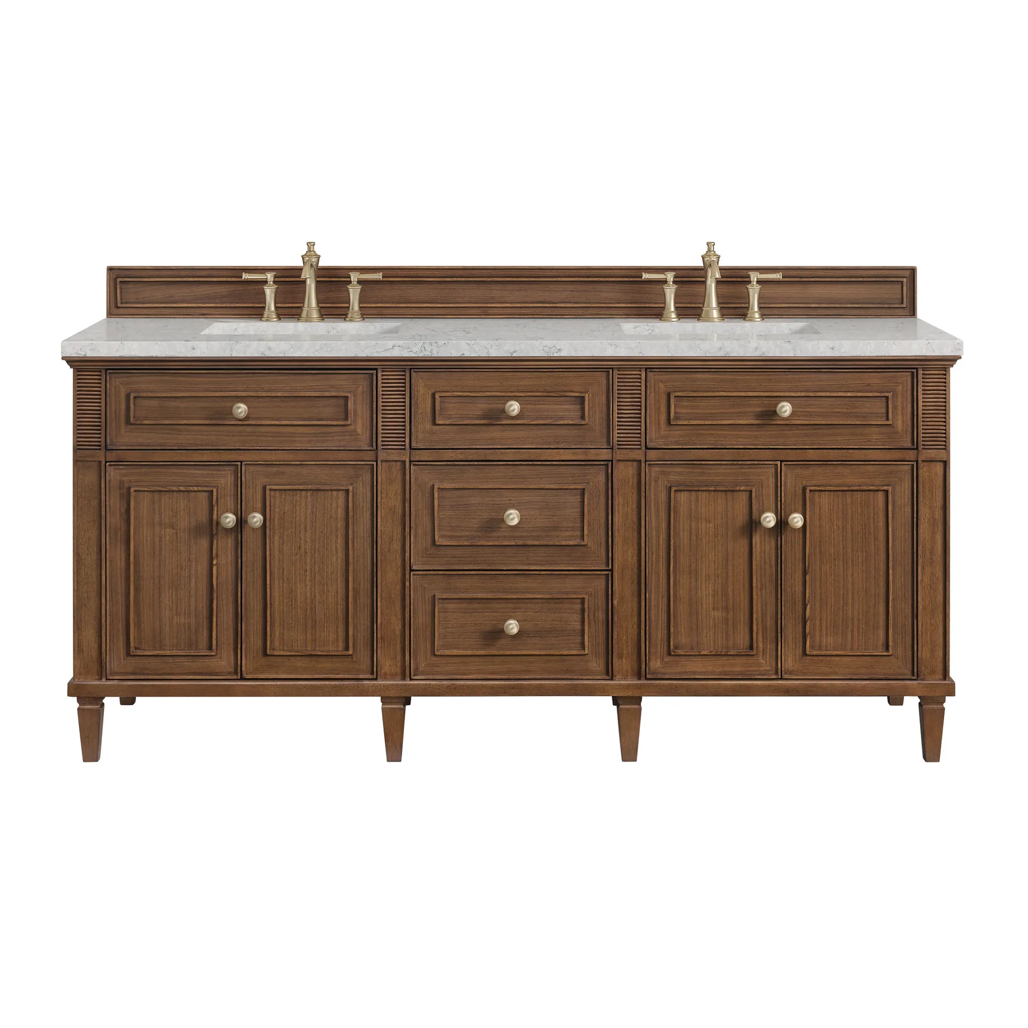 72" Lorelai Double Vanity in Mid-Century Walnut by James Martin Vanities - AURA Modern Home