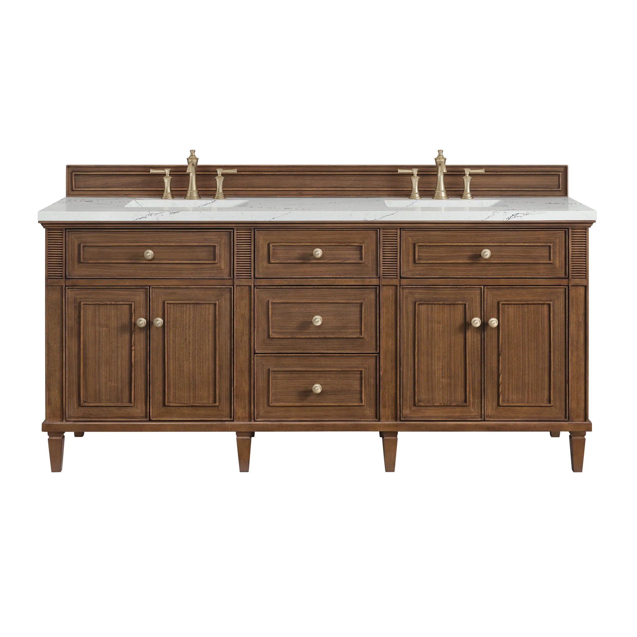 72" Lorelai Double Vanity in Mid-Century Walnut by James Martin Vanities - AURA Modern Home