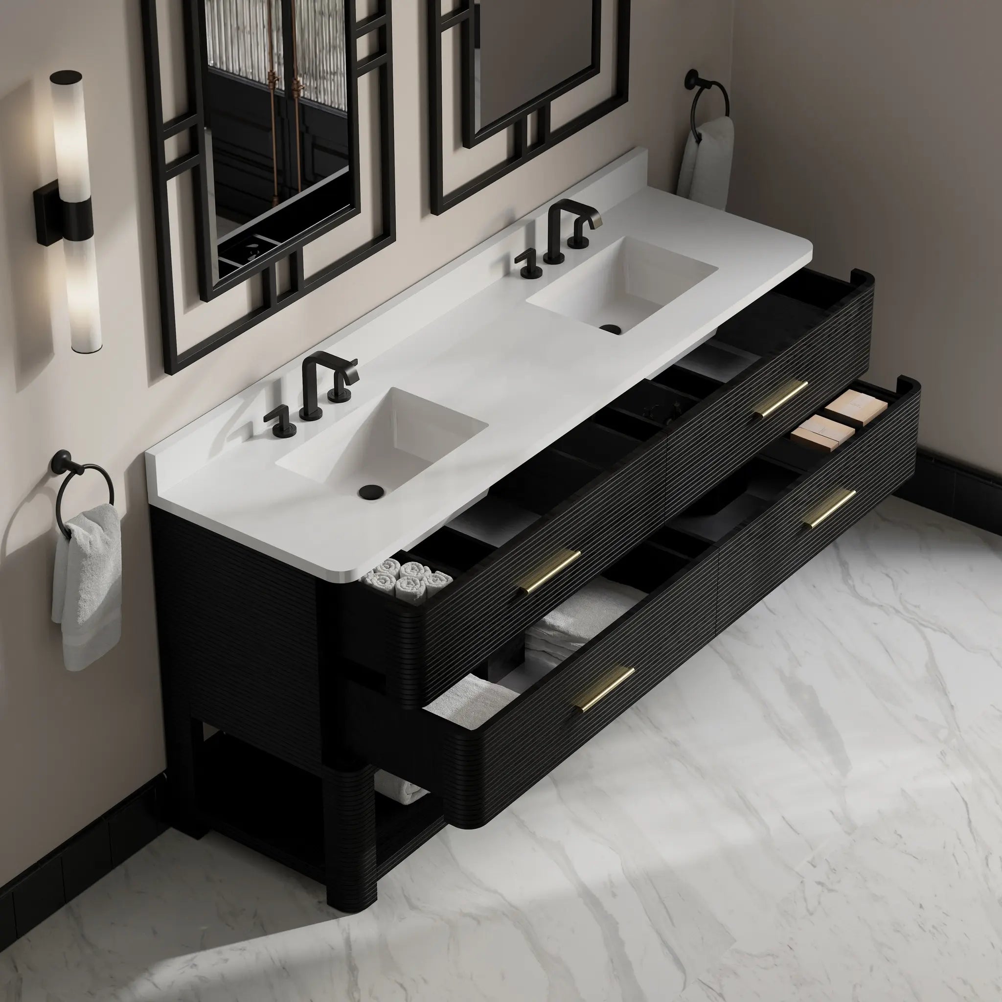 72 Lucian Double Vanity In Carbon Oak Standard White Zeus Silestone 8 Widespread 10