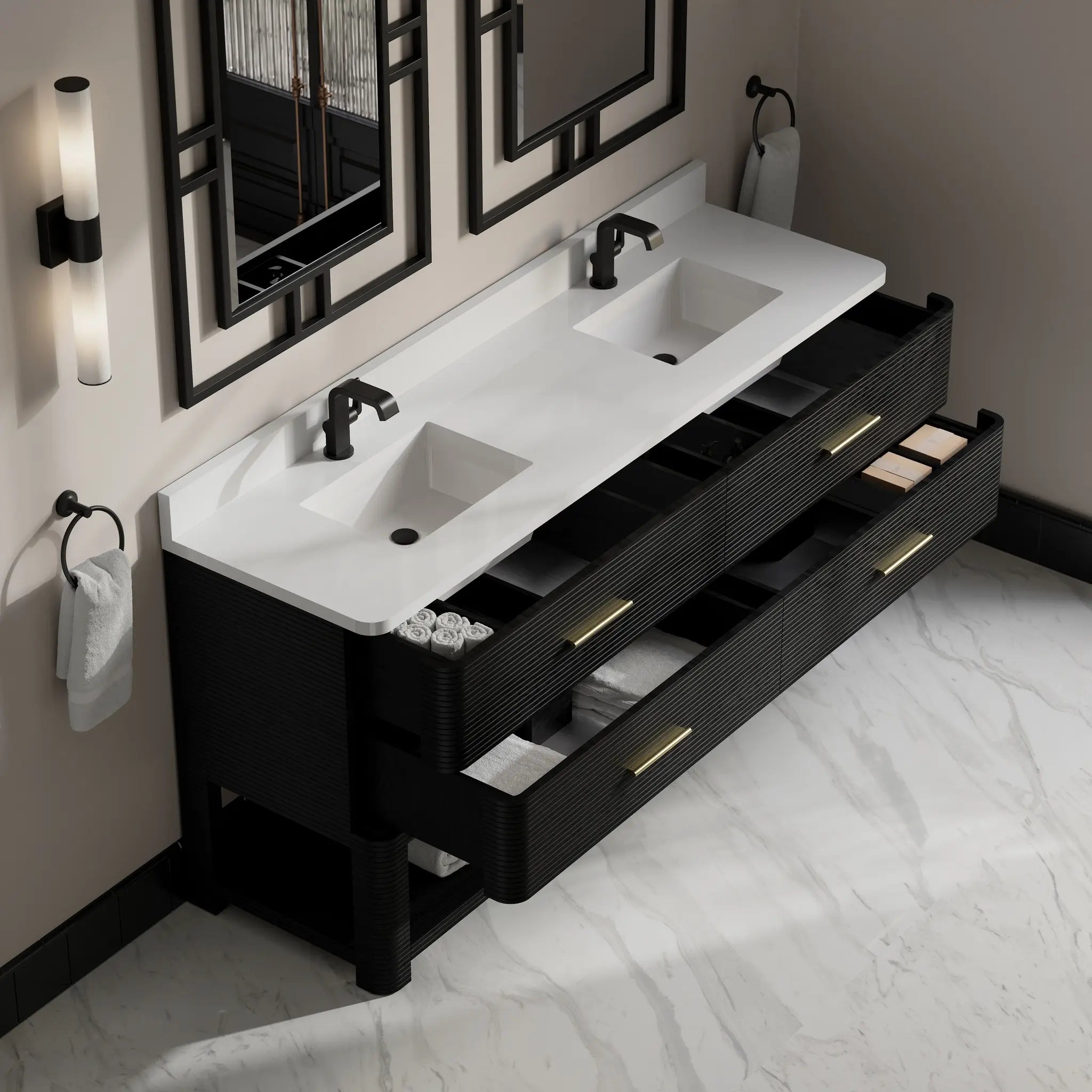 72 Lucian Double Vanity In Carbon Oak Standard White Zeus Silestone Single Hole 12