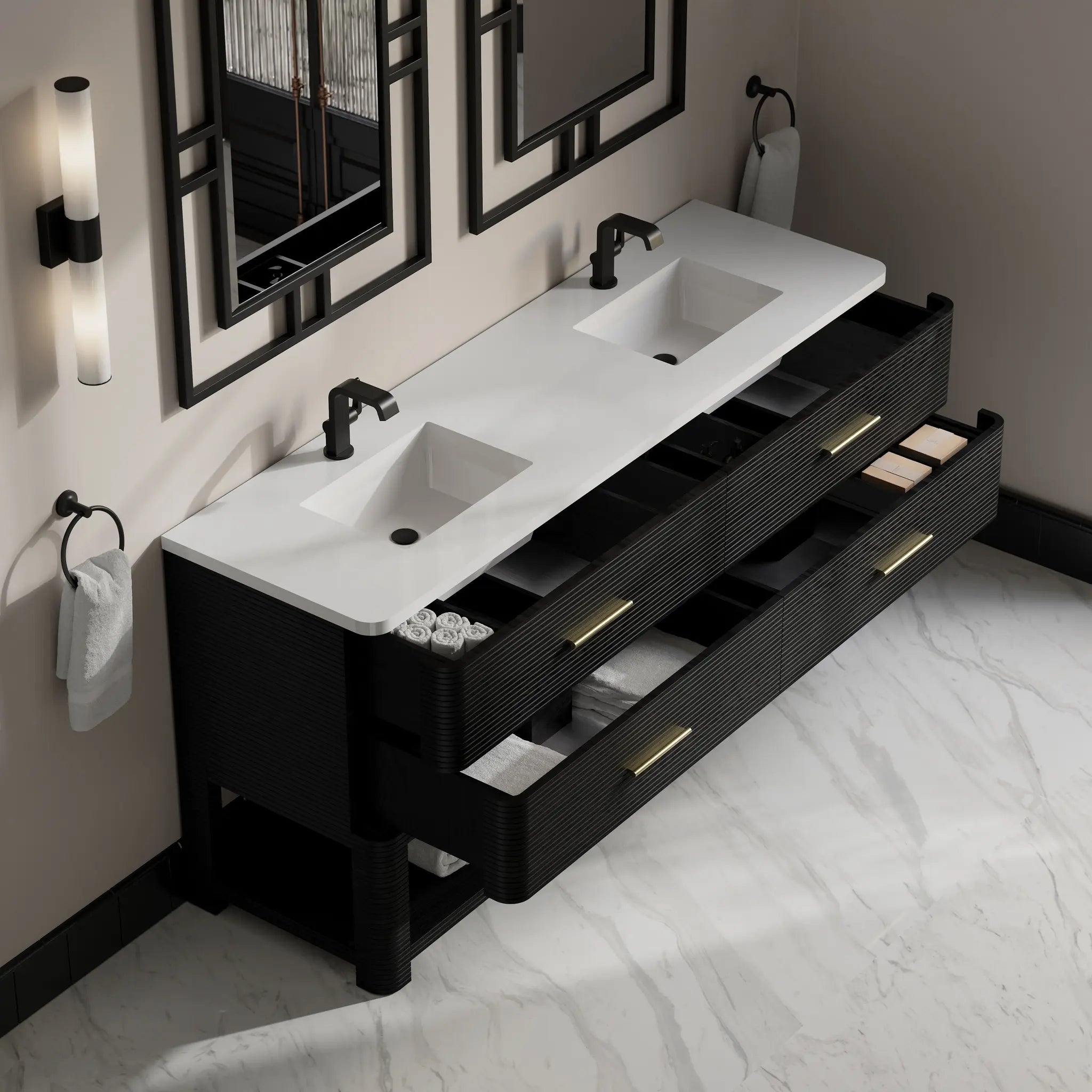72 Lucian Double Vanity In Carbon Oak Standard White Zeus Silestone Single Hole 13