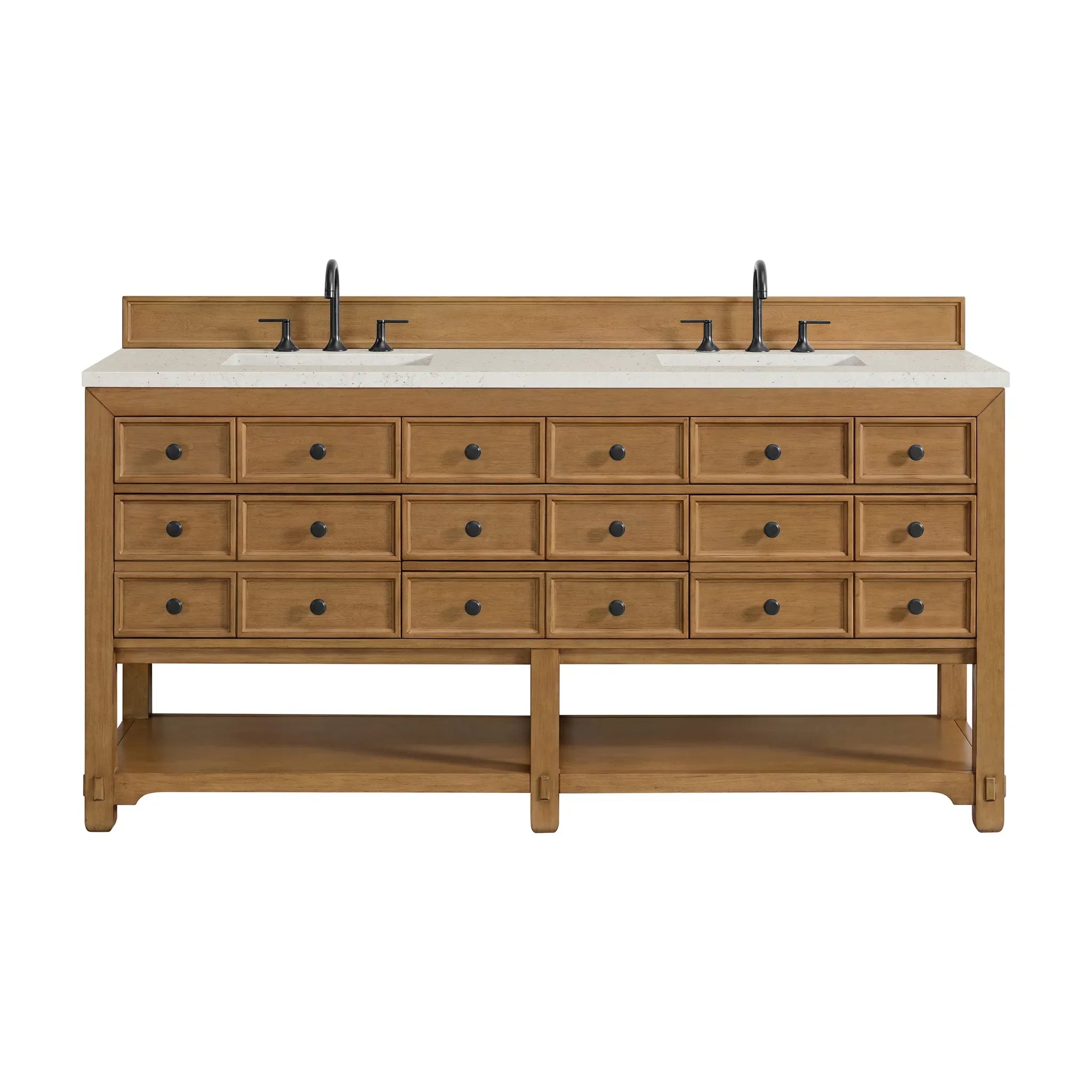 72" Malibu Double Vanity in Amber Birch-Lime Delight Silestone-8" Widespread image