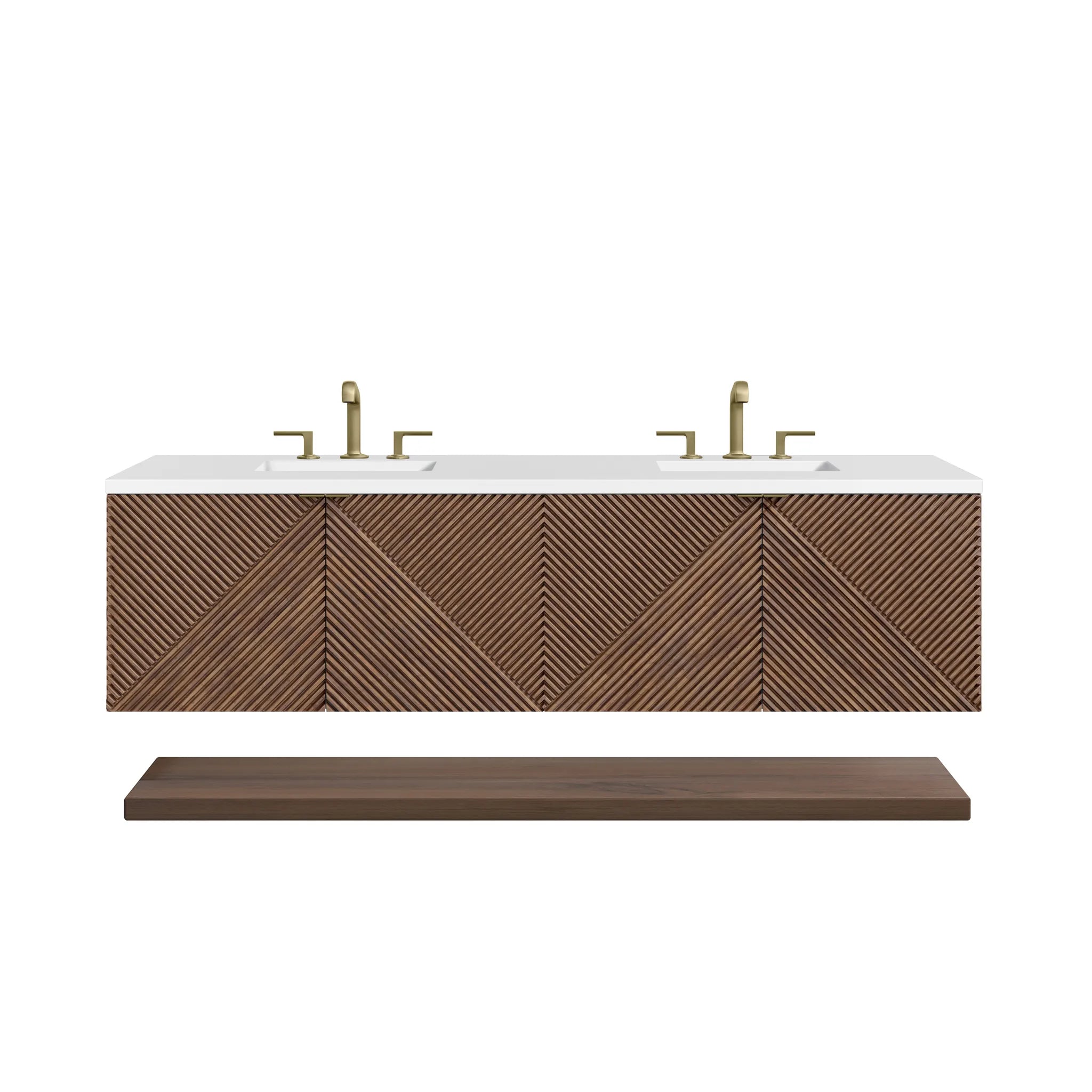 72" Marcello Double Vanity in Chestnut-White Zeus Silestone-8" Widespread image 1