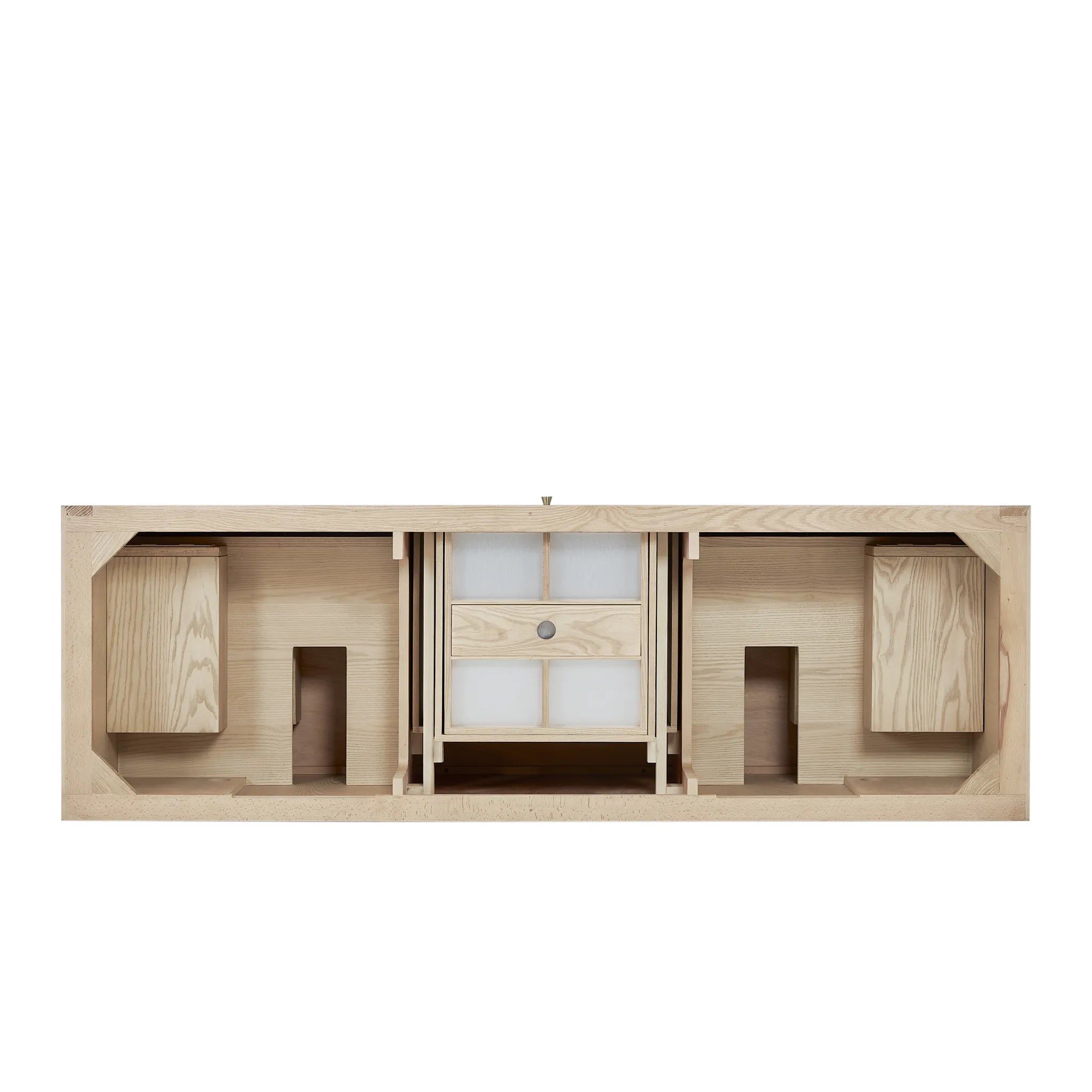 72" Marigot Double Vanity in Sunwashed Oak-Parisien Bleu Silestone-8" Widespread image 5