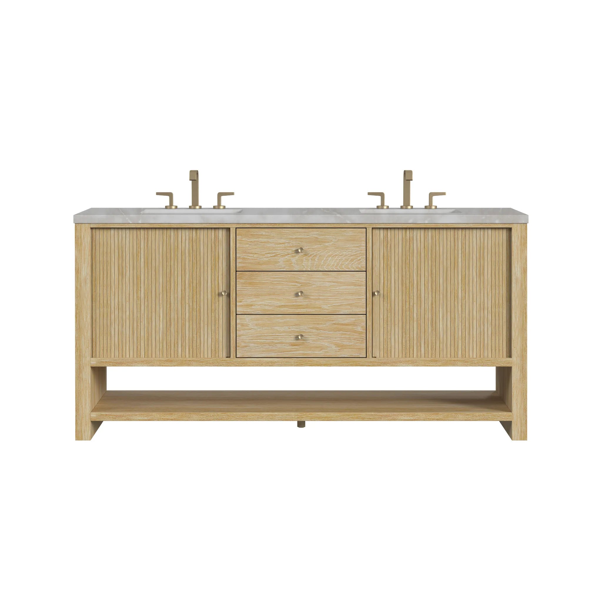 72" Marigot Double Vanity in Sunwashed Oak by James Martin Vanities - AURA Modern Home