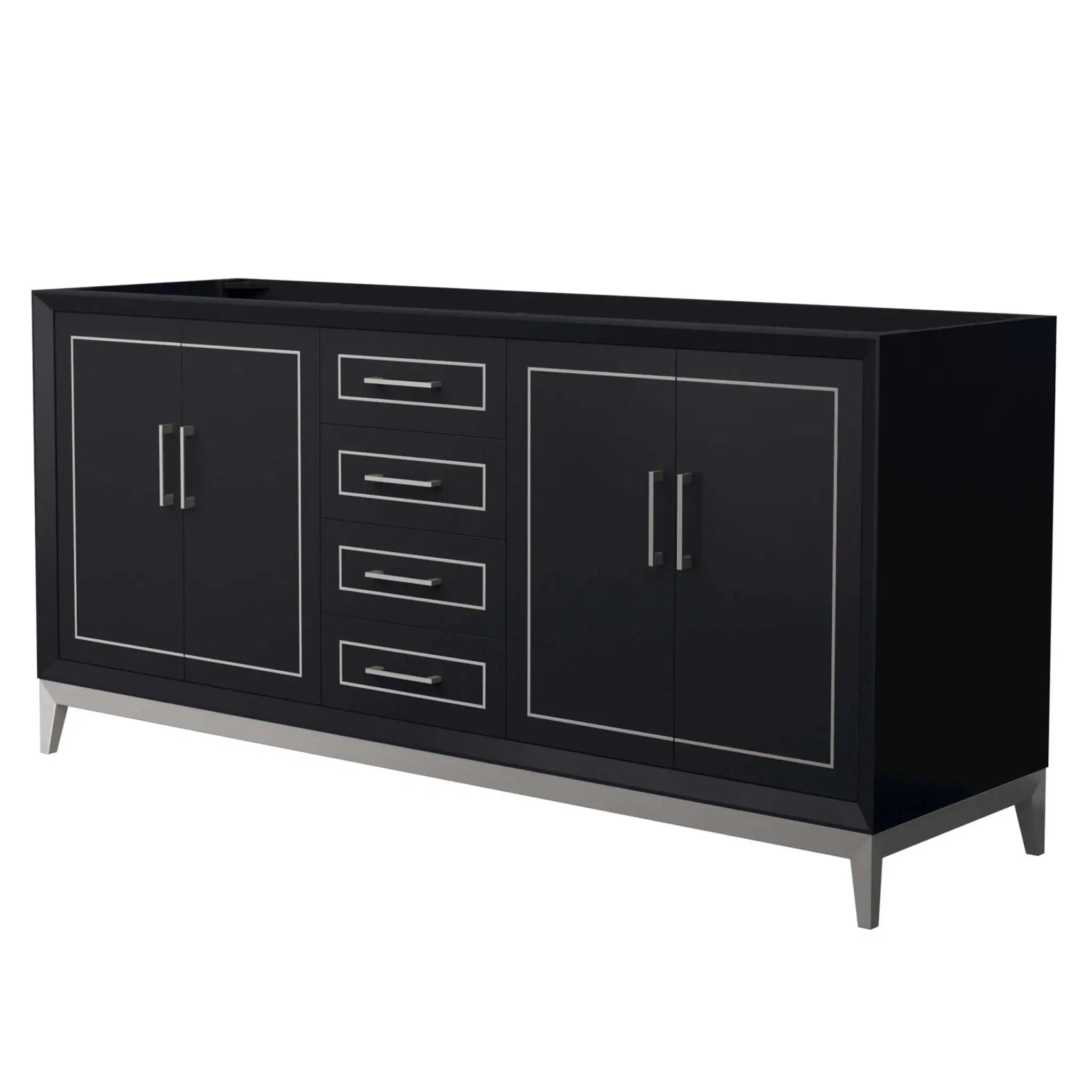 72" Marlena Double Bathroom Vanity in Black with Brushed Nickel Trim by Wyndham