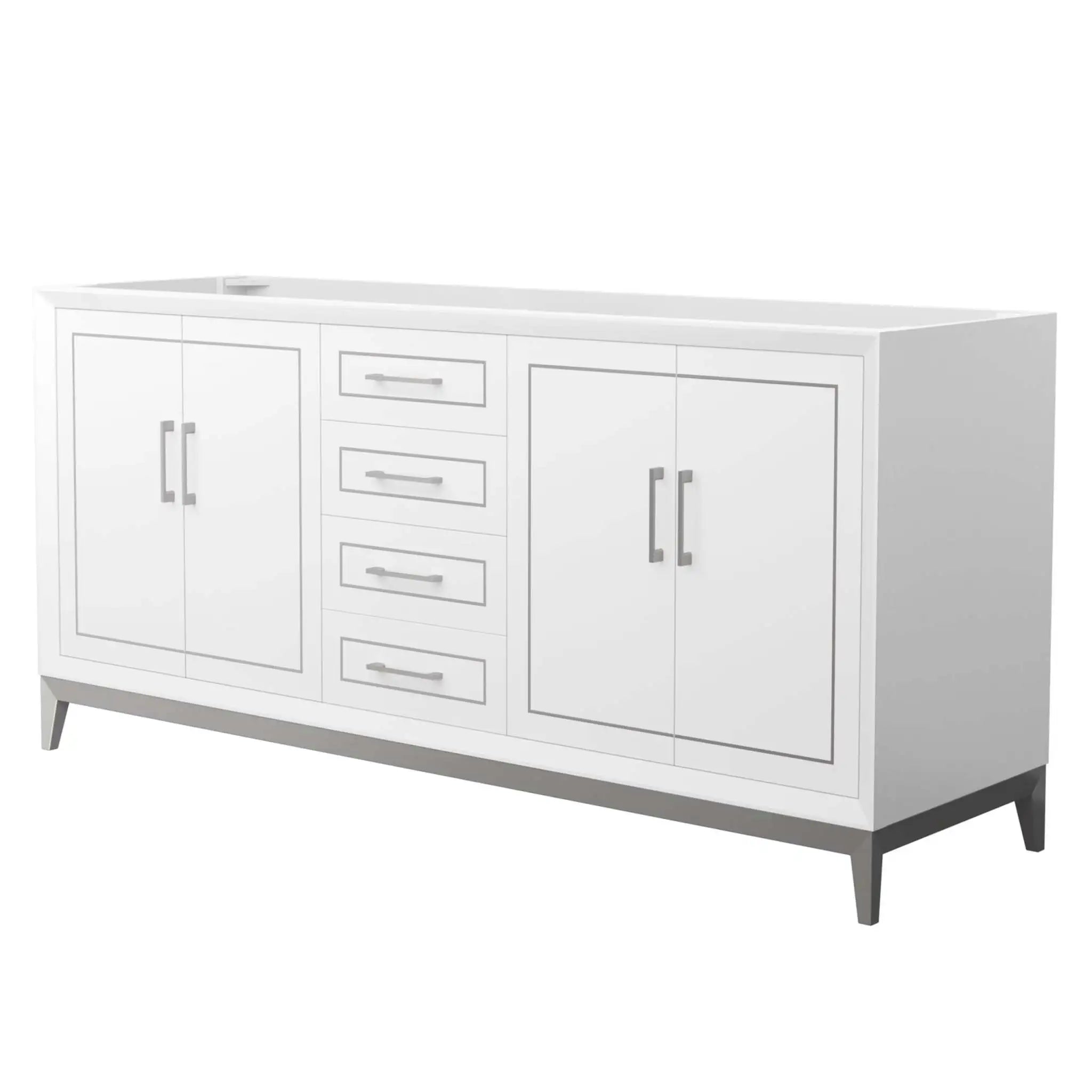 72" Marlena Double Bathroom Vanity in White with Brushed Nickel Trim by Wyndham