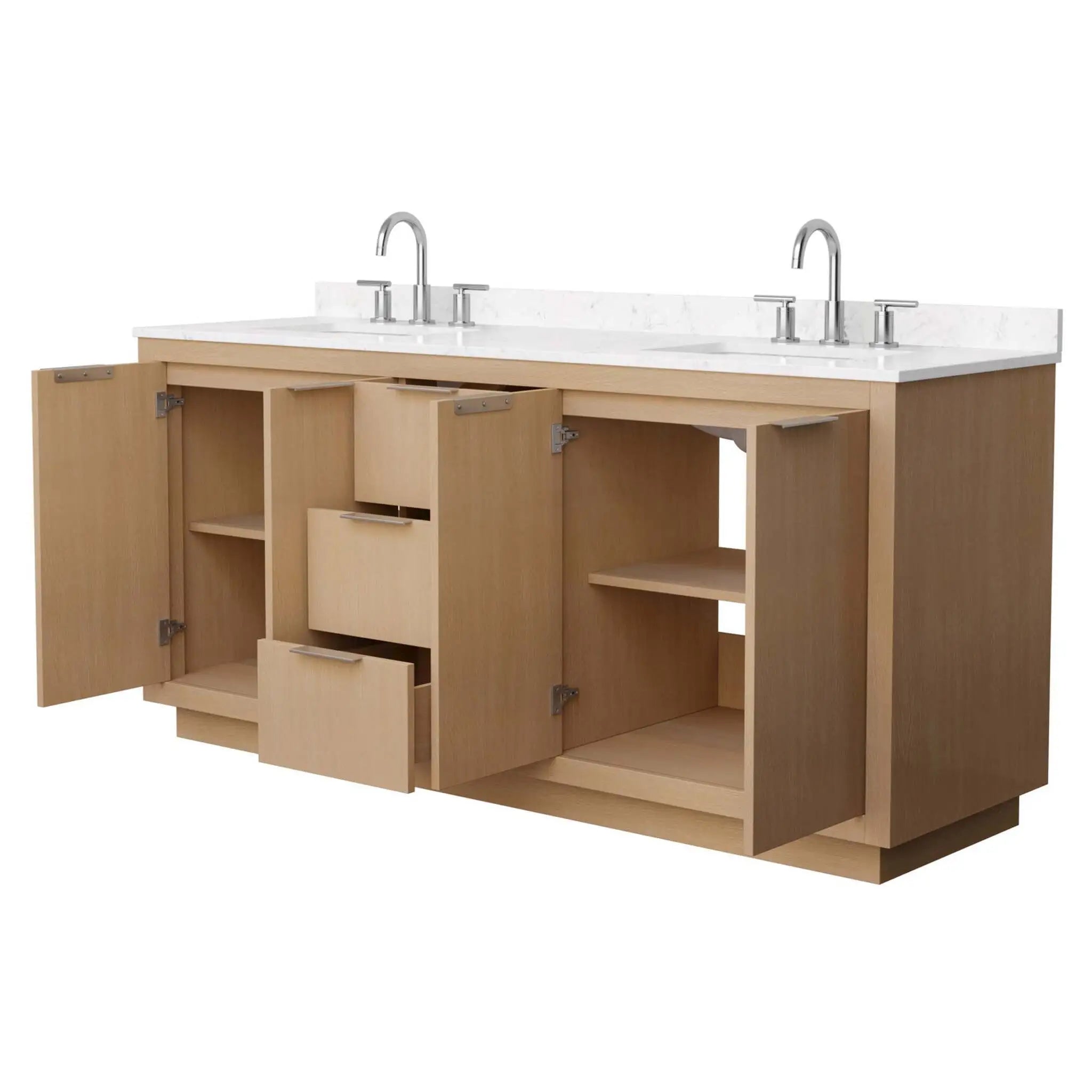 72" Maroni Double Bathroom Vanity in Light Straw with Brushed Nickel Trim by Wyndham