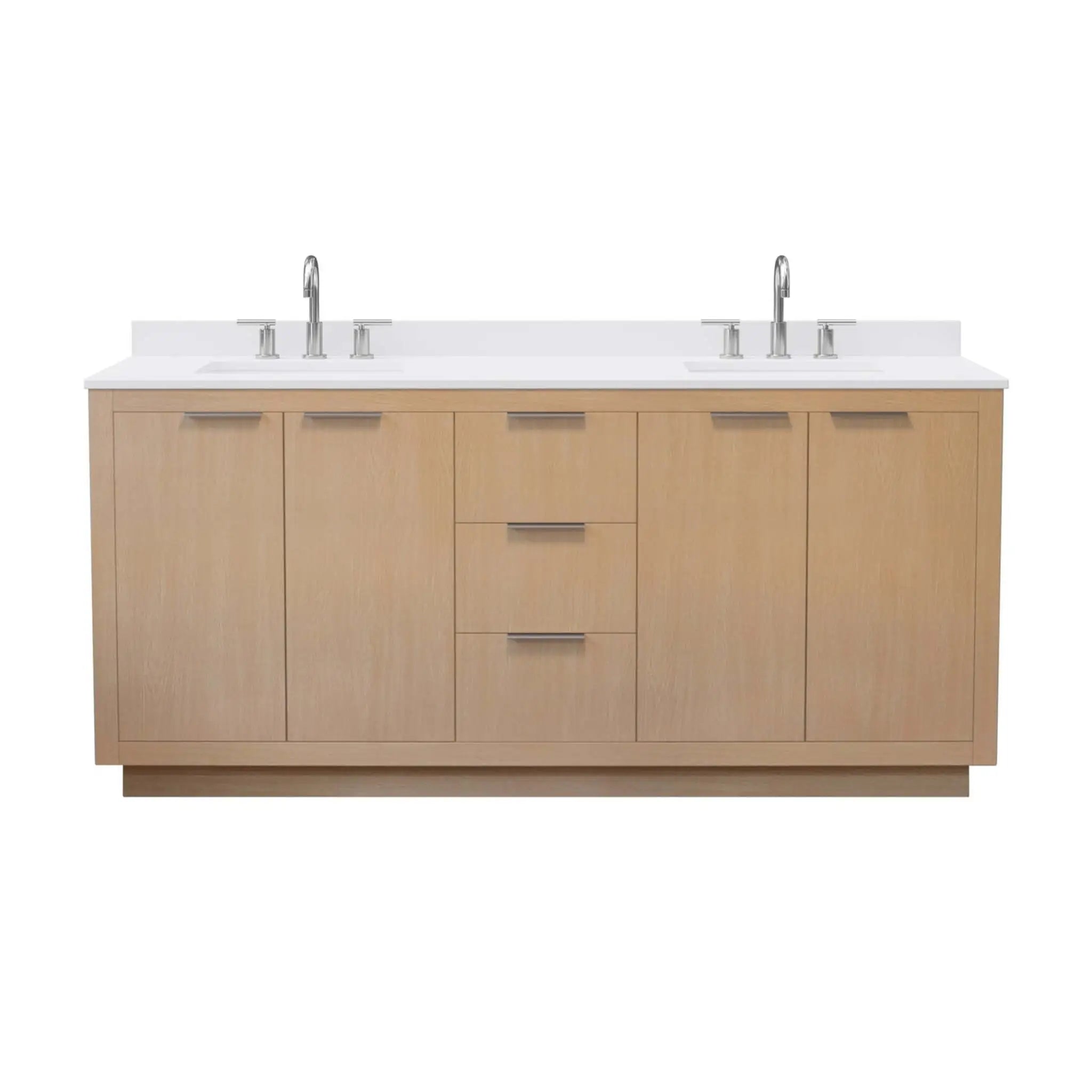 72" Maroni Double Bathroom Vanity in Light Straw with Brushed Nickel Trim by Wyndham