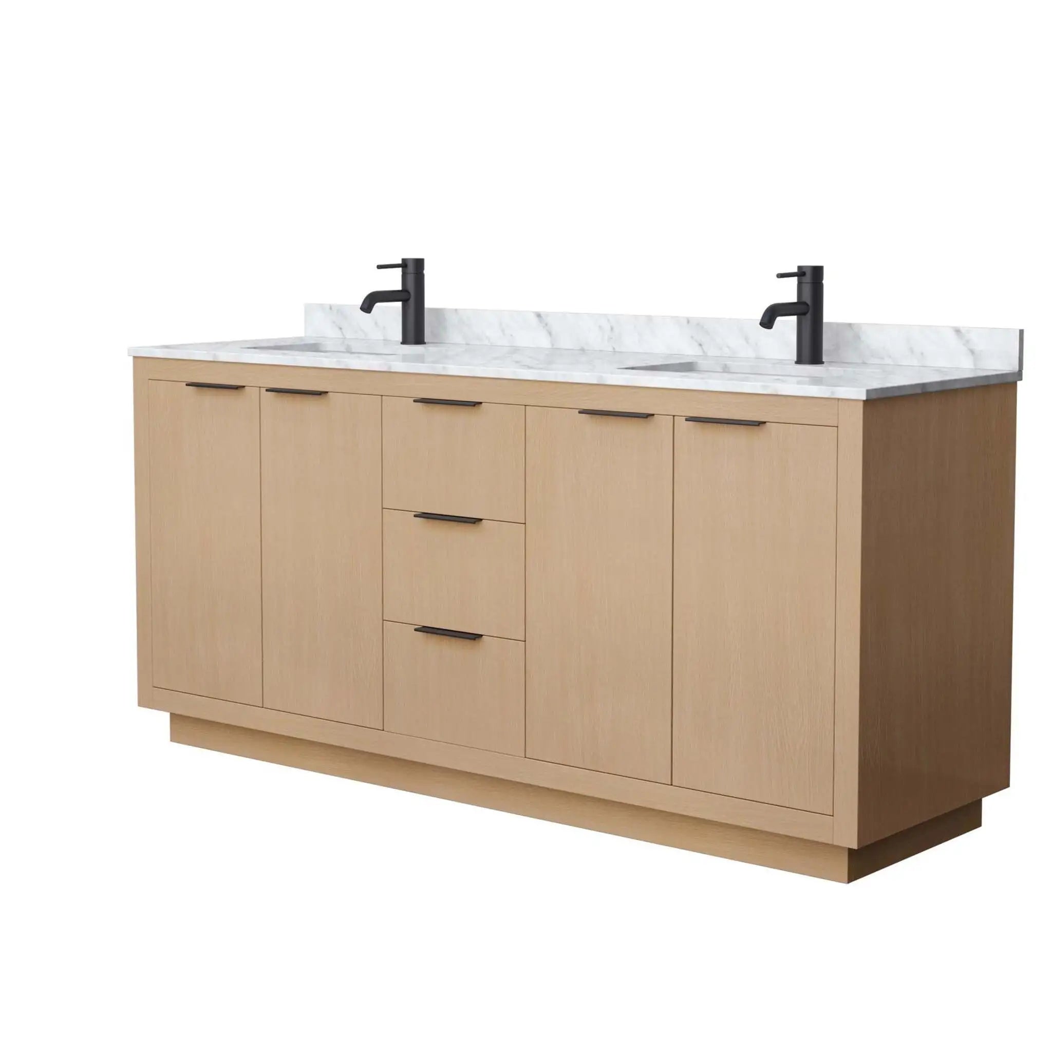 72" Maroni Double Bathroom Vanity in Light Straw with Matte Black Trim by Wyndham