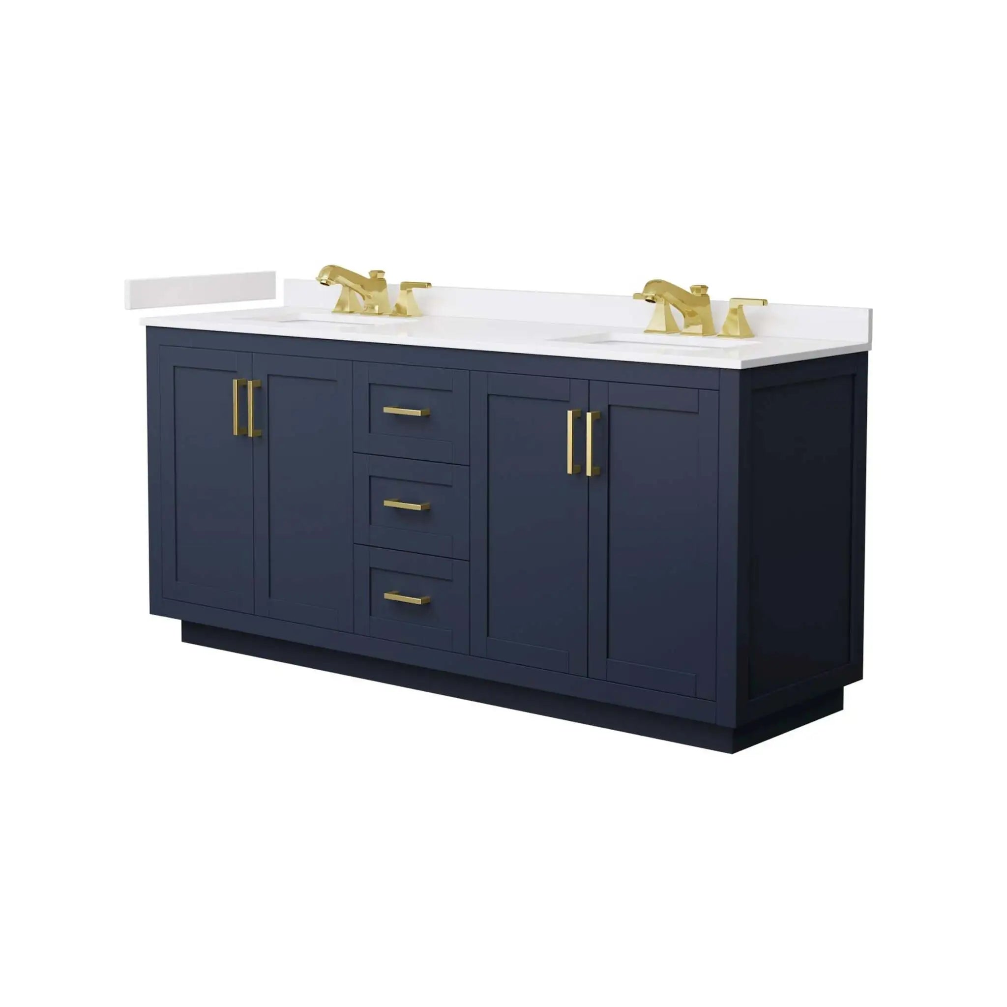 72" Miranda Double Bathroom Vanity in Dark Blue with Brushed Gold Trim by Wyndham