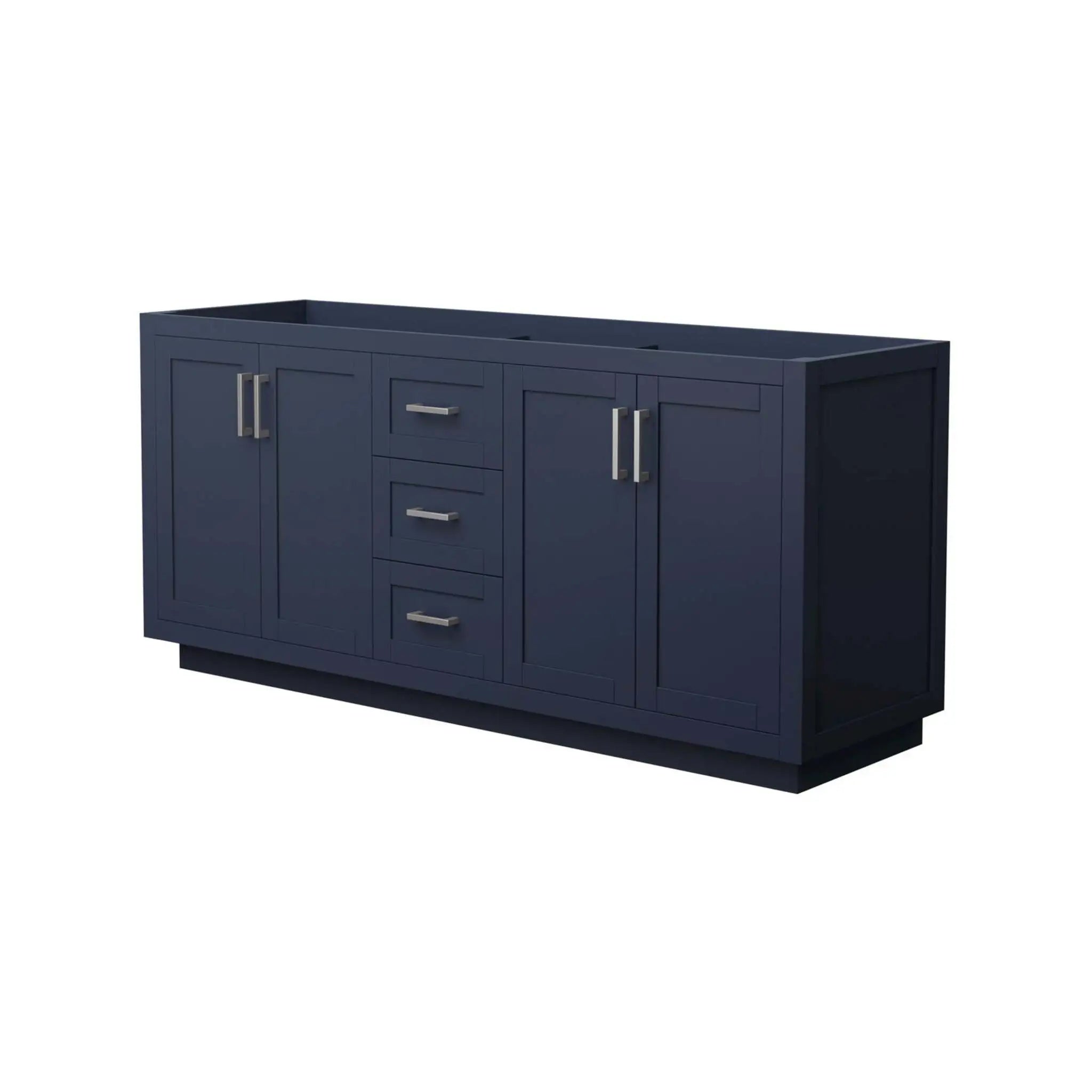 72" Miranda Double Bathroom Vanity in Dark Blue with Brushed Nickel Trim by Wyndham