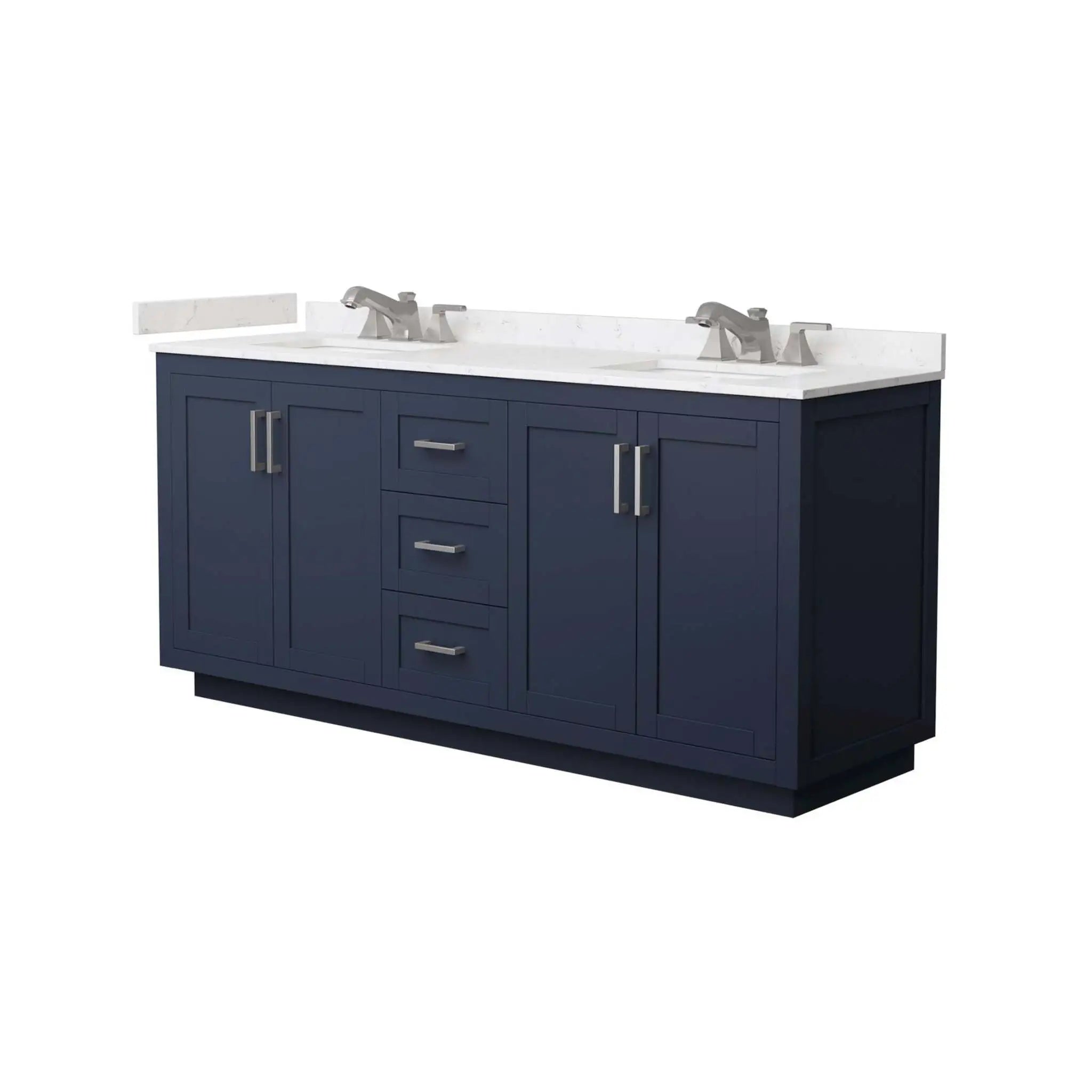 72" Miranda Double Bathroom Vanity in Dark Blue with Brushed Nickel Trim by Wyndham