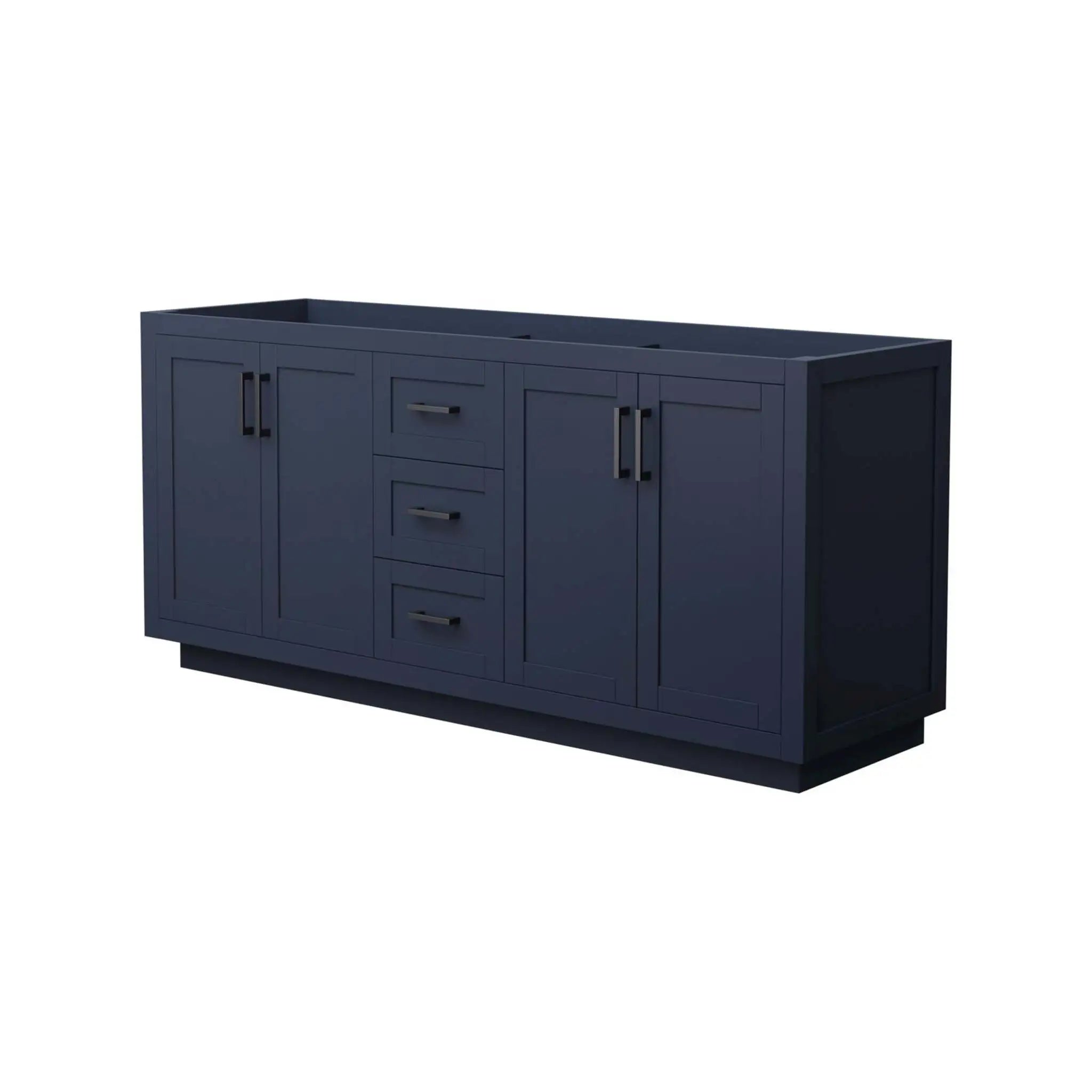 72" Miranda Double Bathroom Vanity in Dark Blue with Matte Black Trim by Wyndham