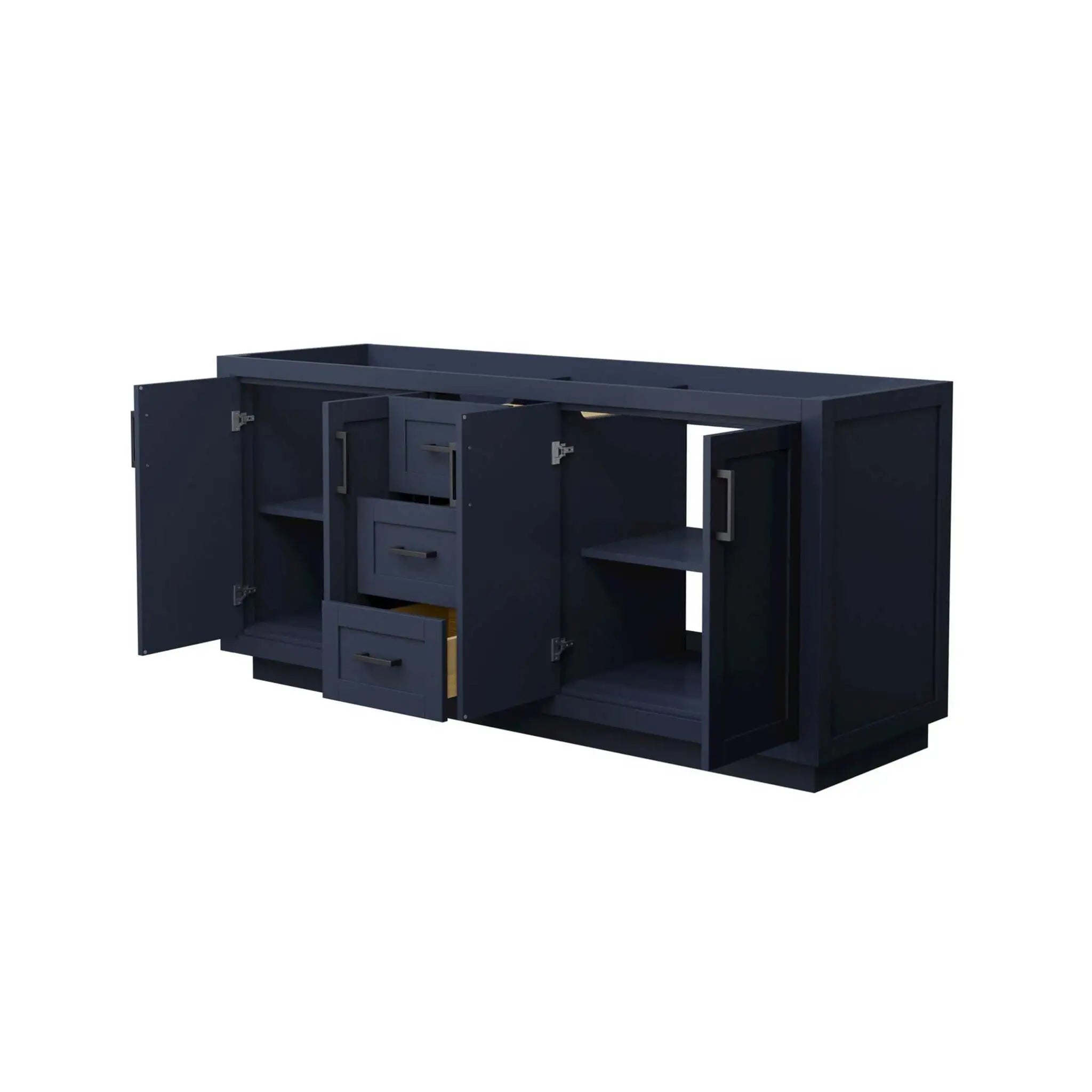 72" Miranda Double Bathroom Vanity in Dark Blue with Matte Black Trim by Wyndham