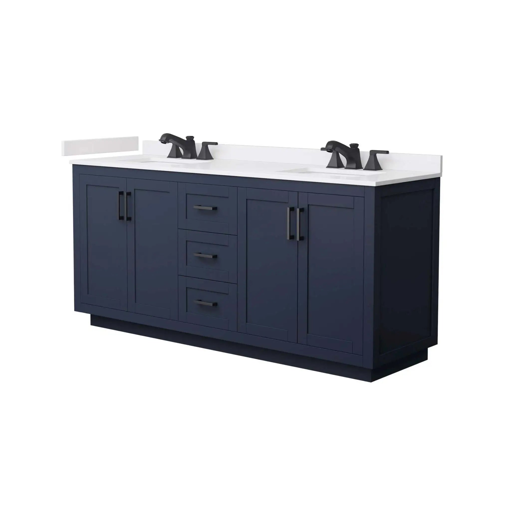 72" Miranda Double Bathroom Vanity in Dark Blue with Matte Black Trim by Wyndham