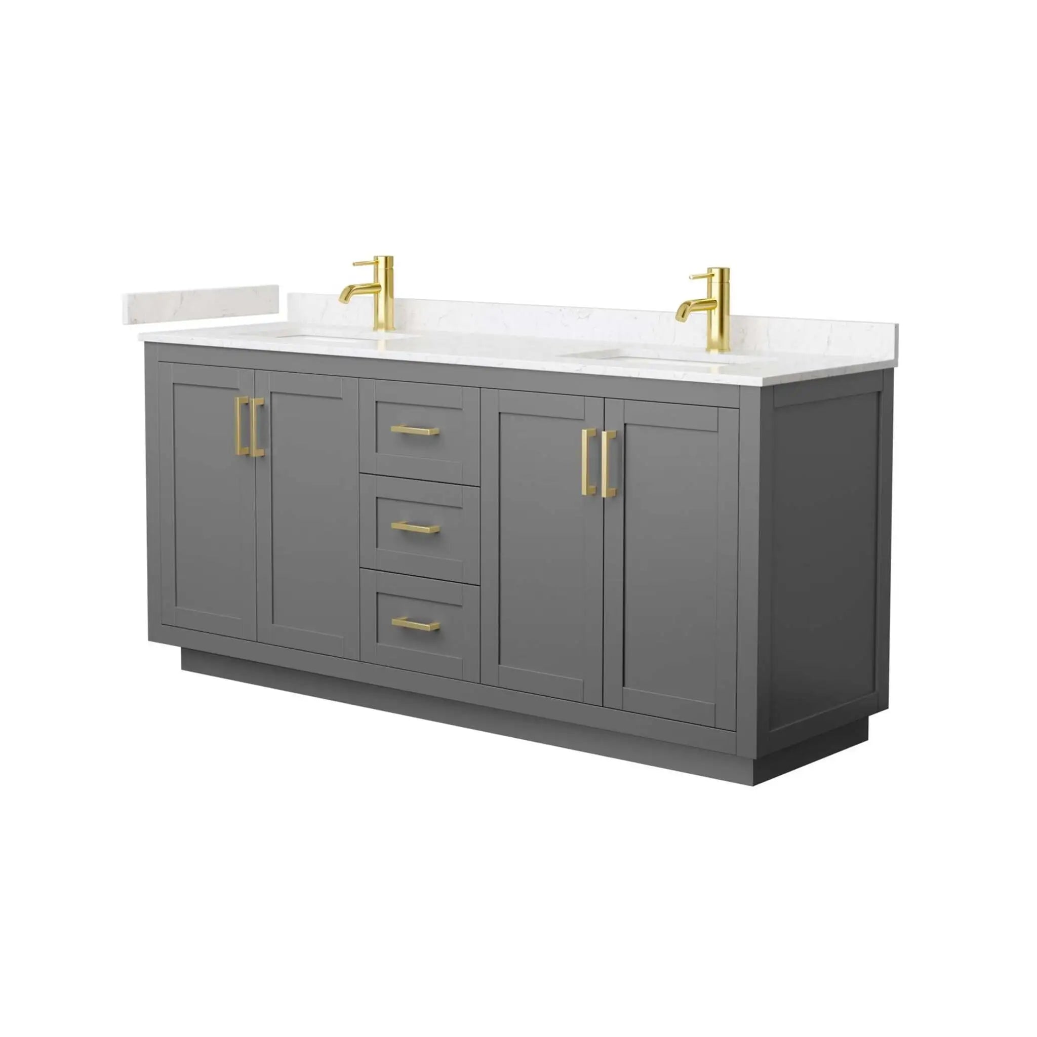 72" Miranda Double Bathroom Vanity in Dark Gray with Brushed Gold Trim by Wyndham