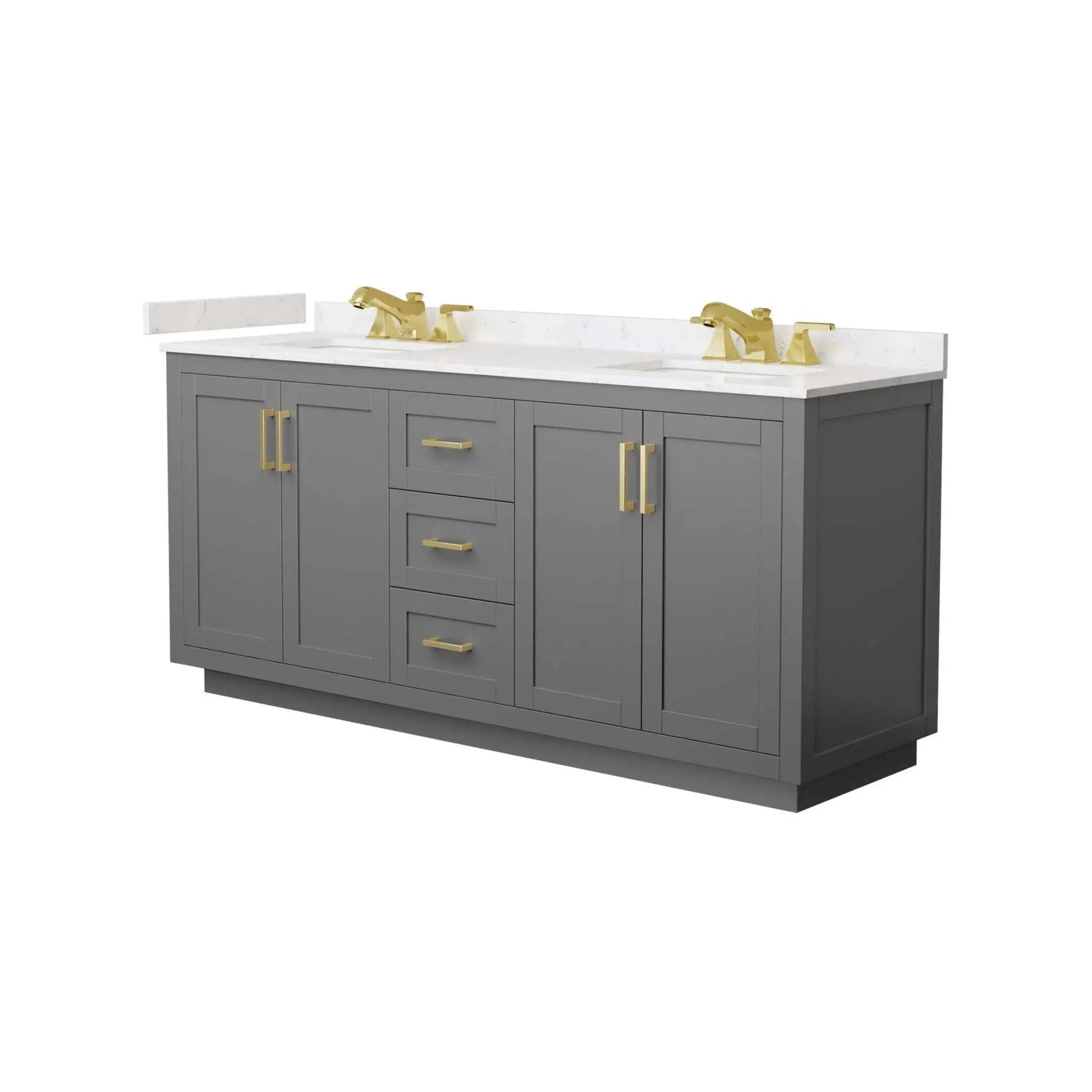 72" Miranda Double Bathroom Vanity in Dark Gray with Brushed Gold Trim by Wyndham