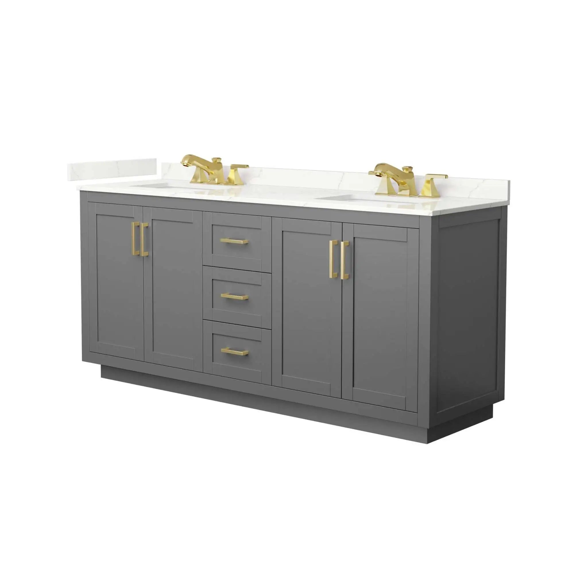 72" Miranda Double Bathroom Vanity in Dark Gray with Brushed Gold Trim by Wyndham