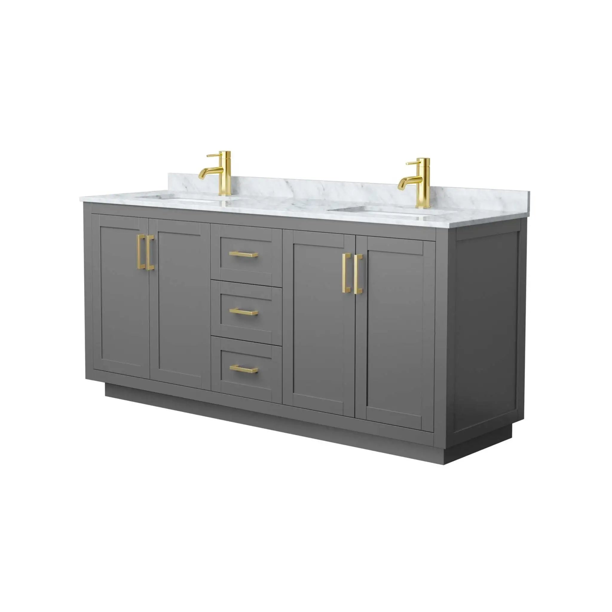 72" Miranda Double Bathroom Vanity in Dark Gray with Brushed Gold Trim by Wyndham