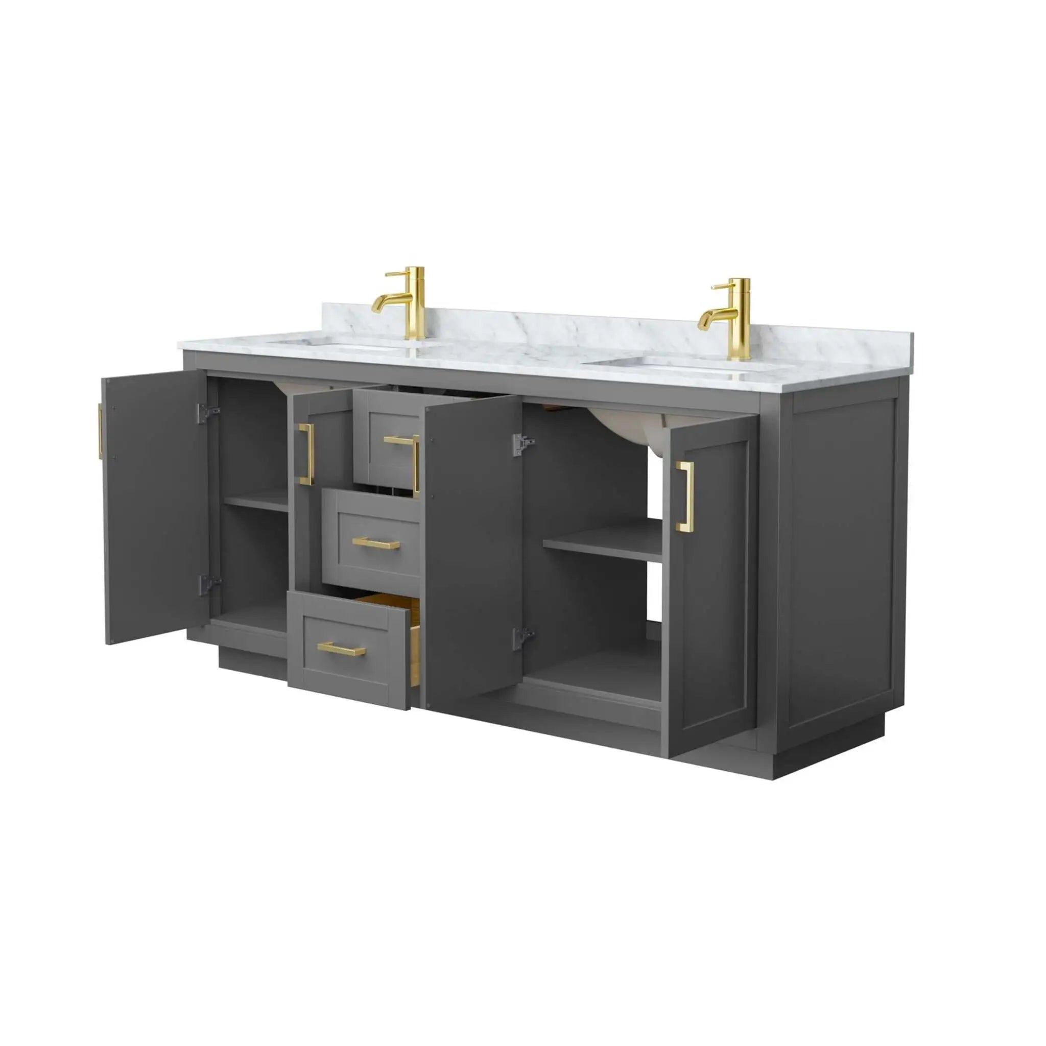 72" Miranda Double Bathroom Vanity in Dark Gray with Brushed Gold Trim by Wyndham
