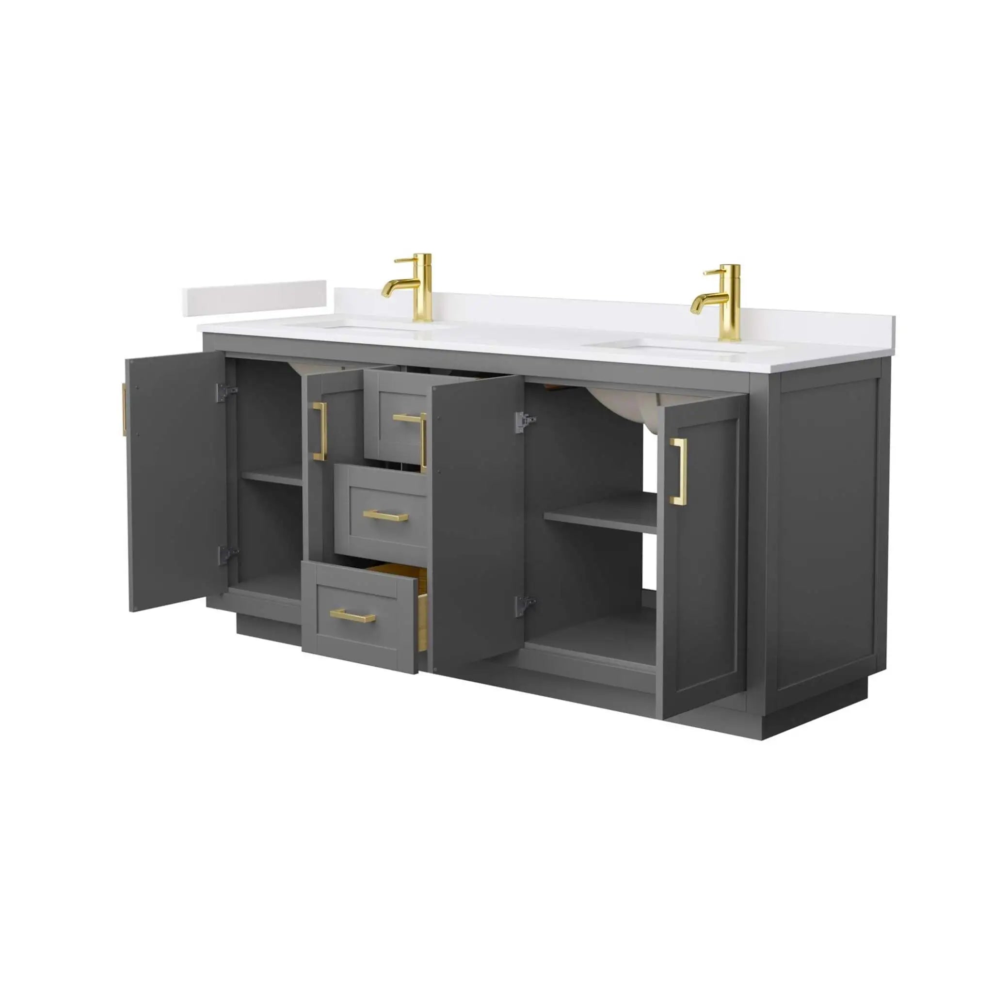 72" Miranda Double Bathroom Vanity in Dark Gray with Brushed Gold Trim by Wyndham