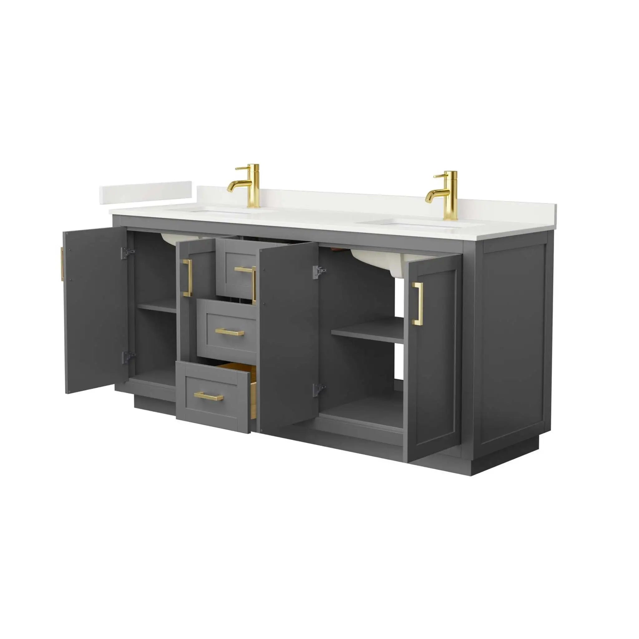 72" Miranda Double Bathroom Vanity in Dark Gray with Brushed Gold Trim by Wyndham
