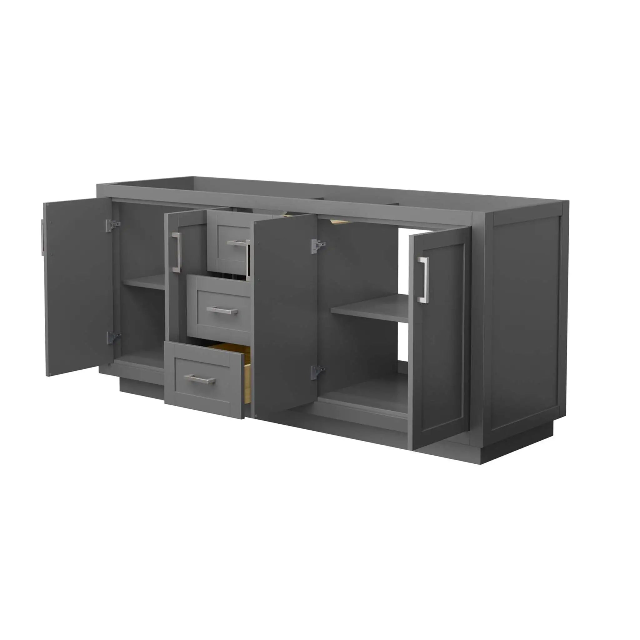 72" Miranda Double Bathroom Vanity in Dark Gray with Brushed Nickel Trim by Wyndham