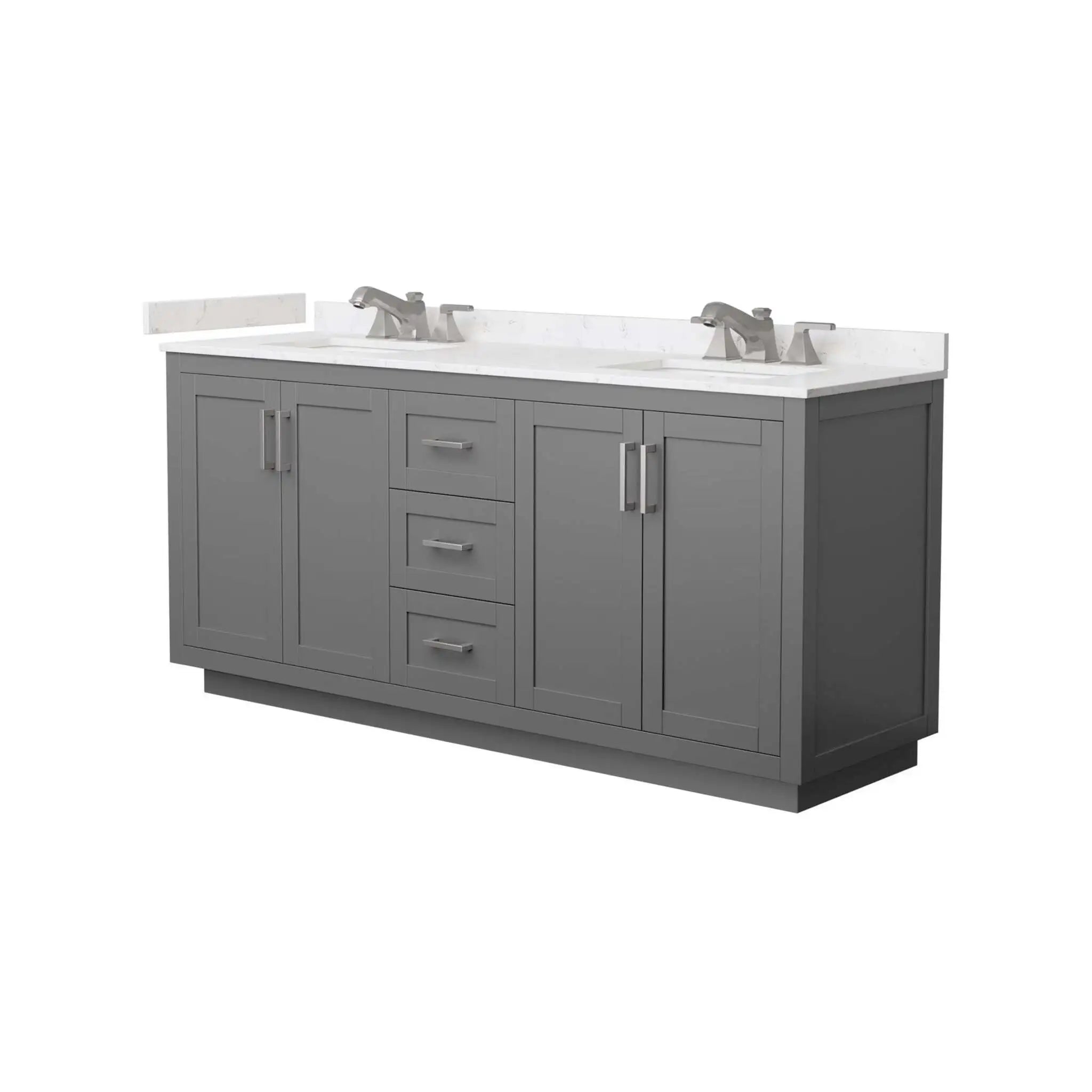 72" Miranda Double Bathroom Vanity in Dark Gray with Brushed Nickel Trim by Wyndham