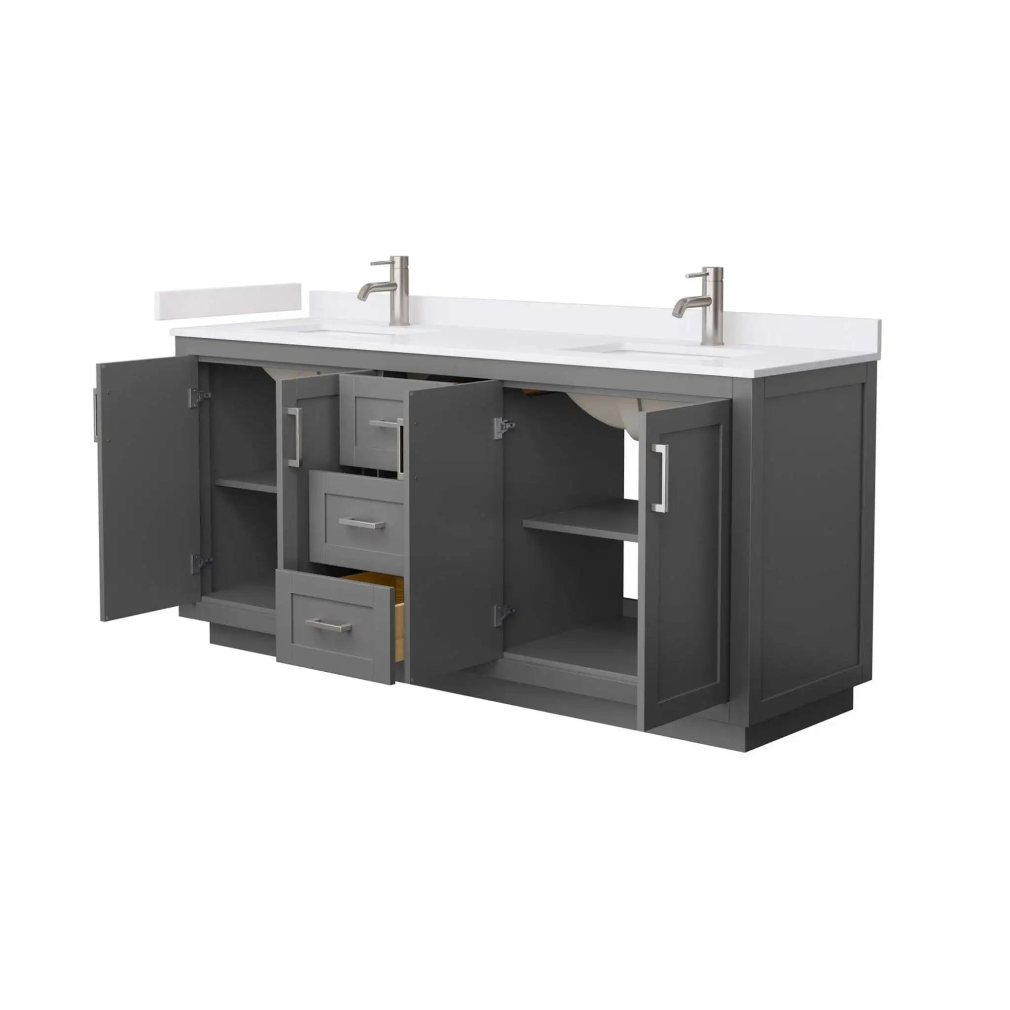 72" Miranda Double Bathroom Vanity in Dark Gray with Brushed Nickel Trim by Wyndham