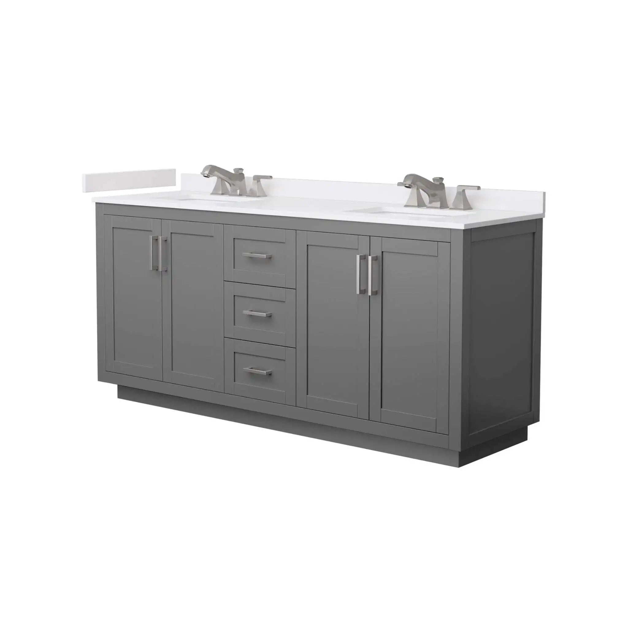 72" Miranda Double Bathroom Vanity in Dark Gray with Brushed Nickel Trim by Wyndham