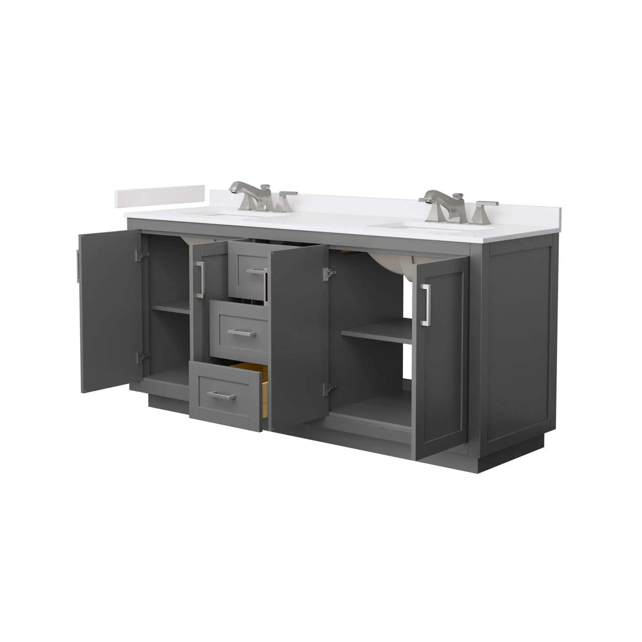 72" Miranda Double Bathroom Vanity in Dark Gray with Brushed Nickel Trim by Wyndham