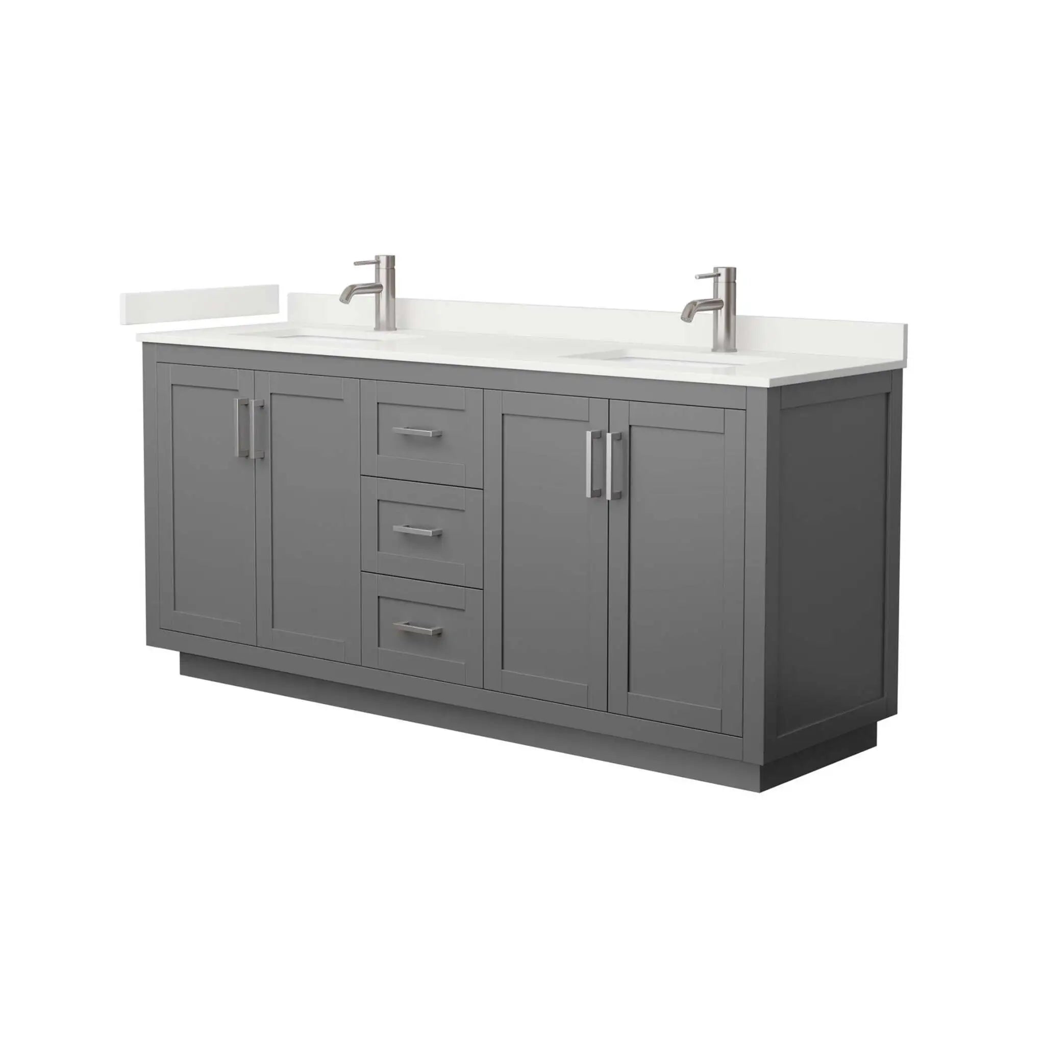 72" Miranda Double Bathroom Vanity in Dark Gray with Brushed Nickel Trim by Wyndham