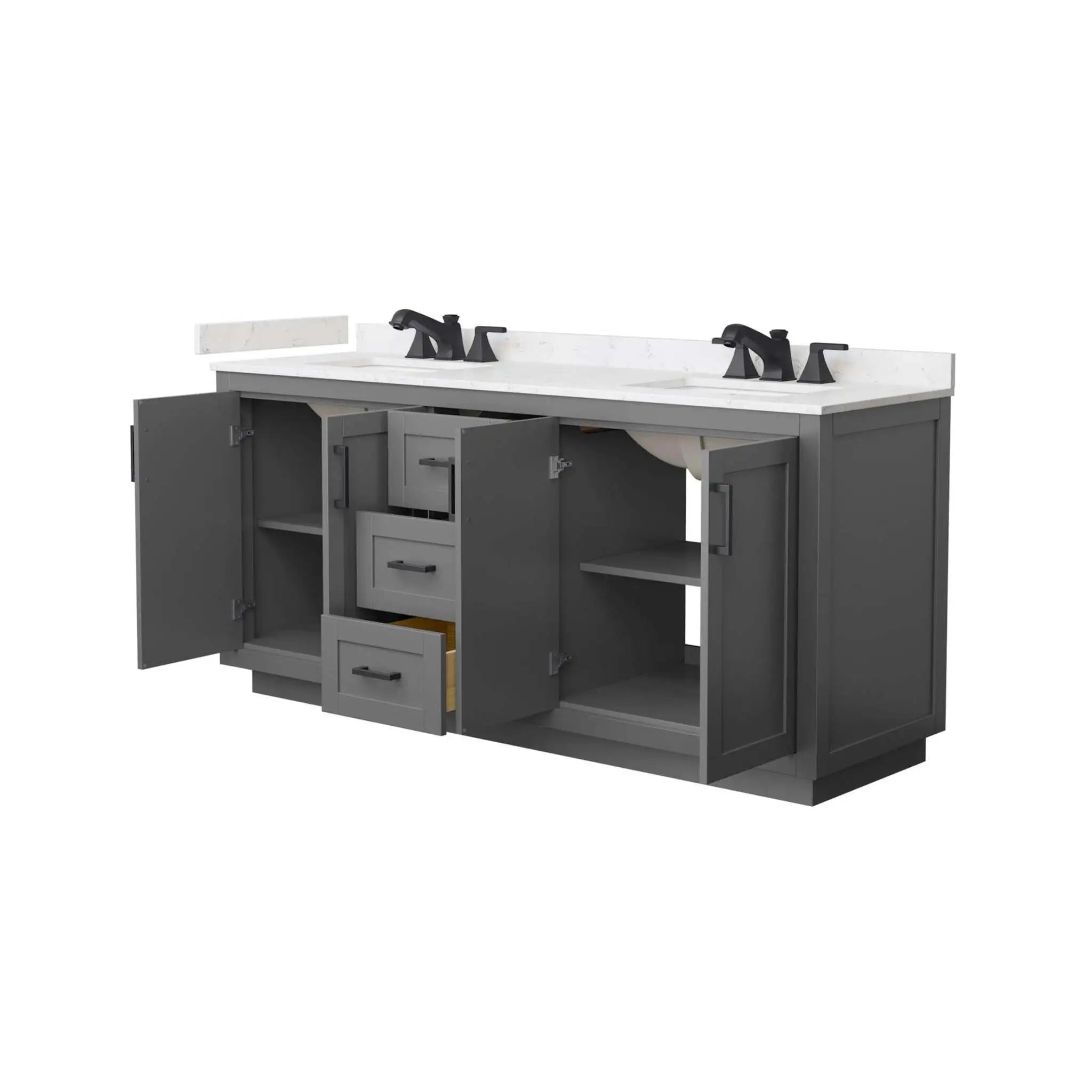 72" Miranda Double Bathroom Vanity in Dark Gray with Matte Black Trim by Wyndham