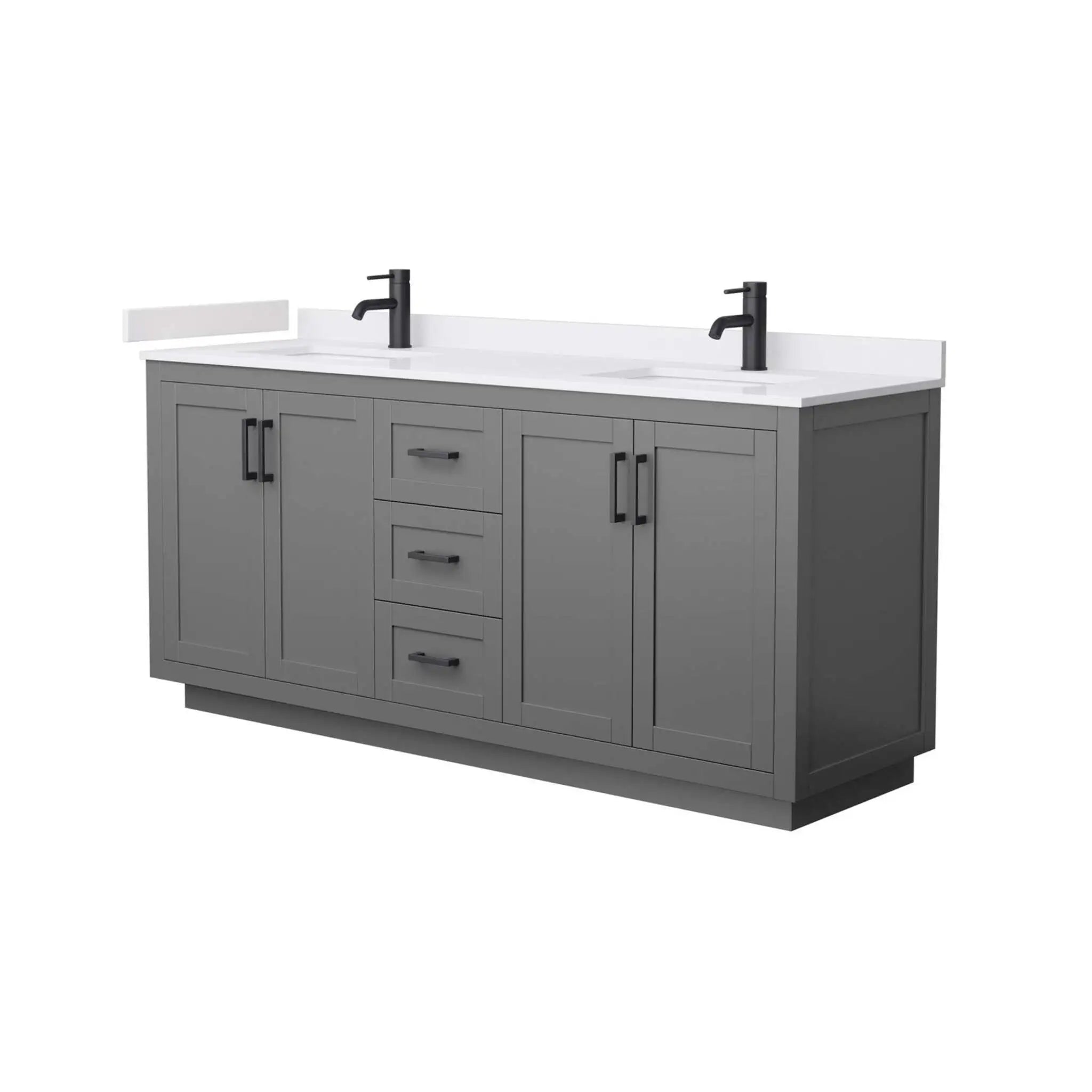 72" Miranda Double Bathroom Vanity in Dark Gray with Matte Black Trim by Wyndham