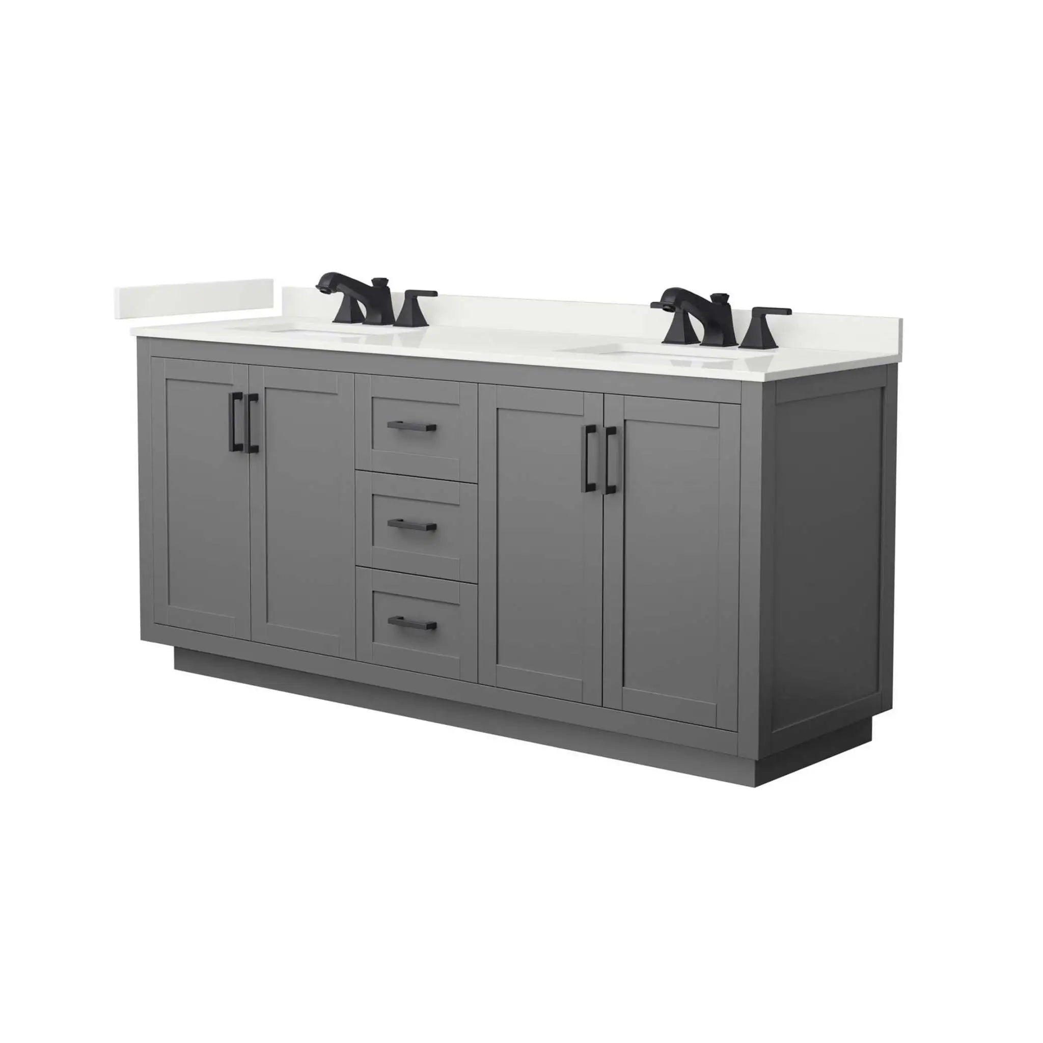 72" Miranda Double Bathroom Vanity in Dark Gray with Matte Black Trim by Wyndham