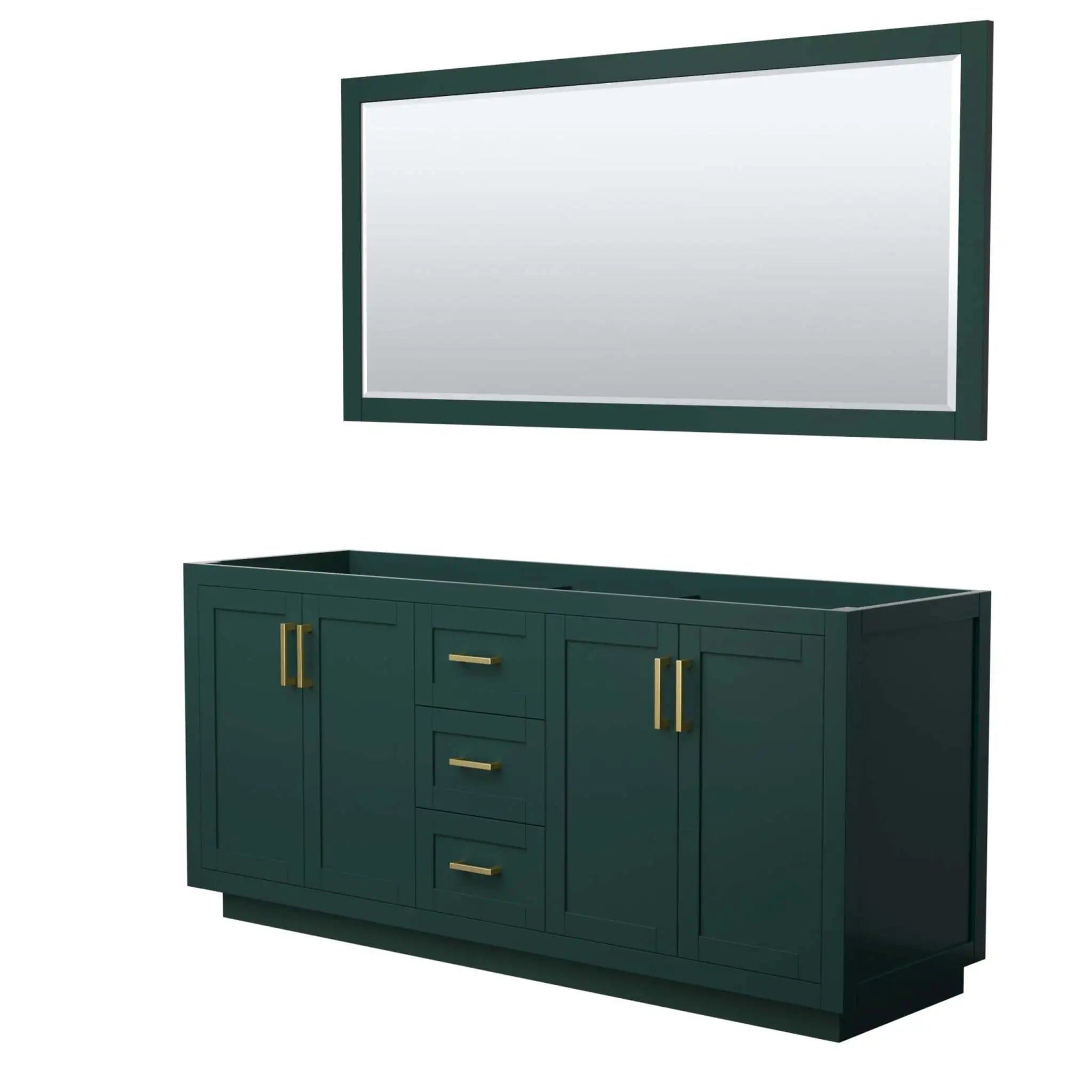72" Miranda Double Bathroom Vanity in Green with Brushed Gold Trim & 70" Mirror by Wyndham