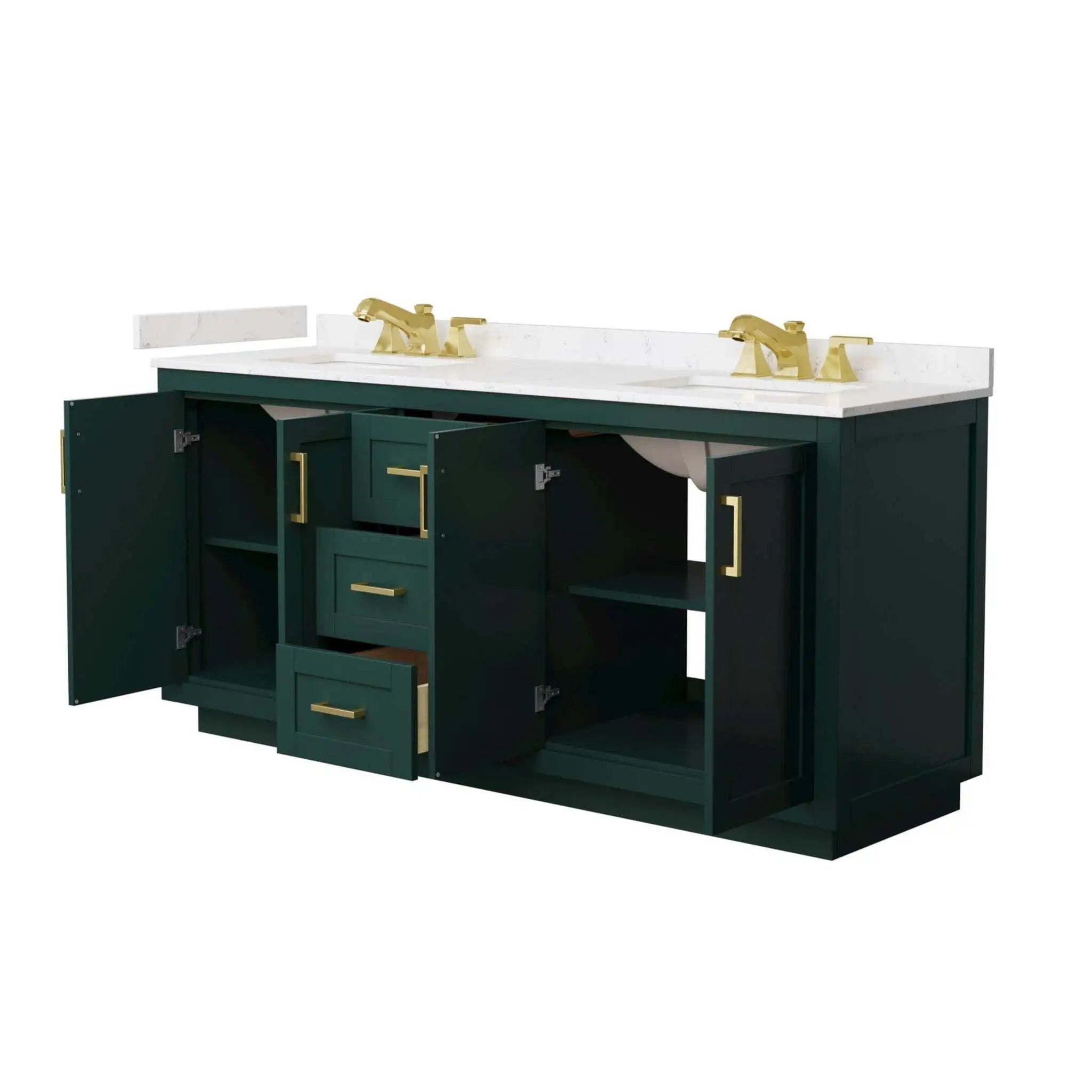 72" Miranda Double Bathroom Vanity in Green with Brushed Gold Trim by Wyndham