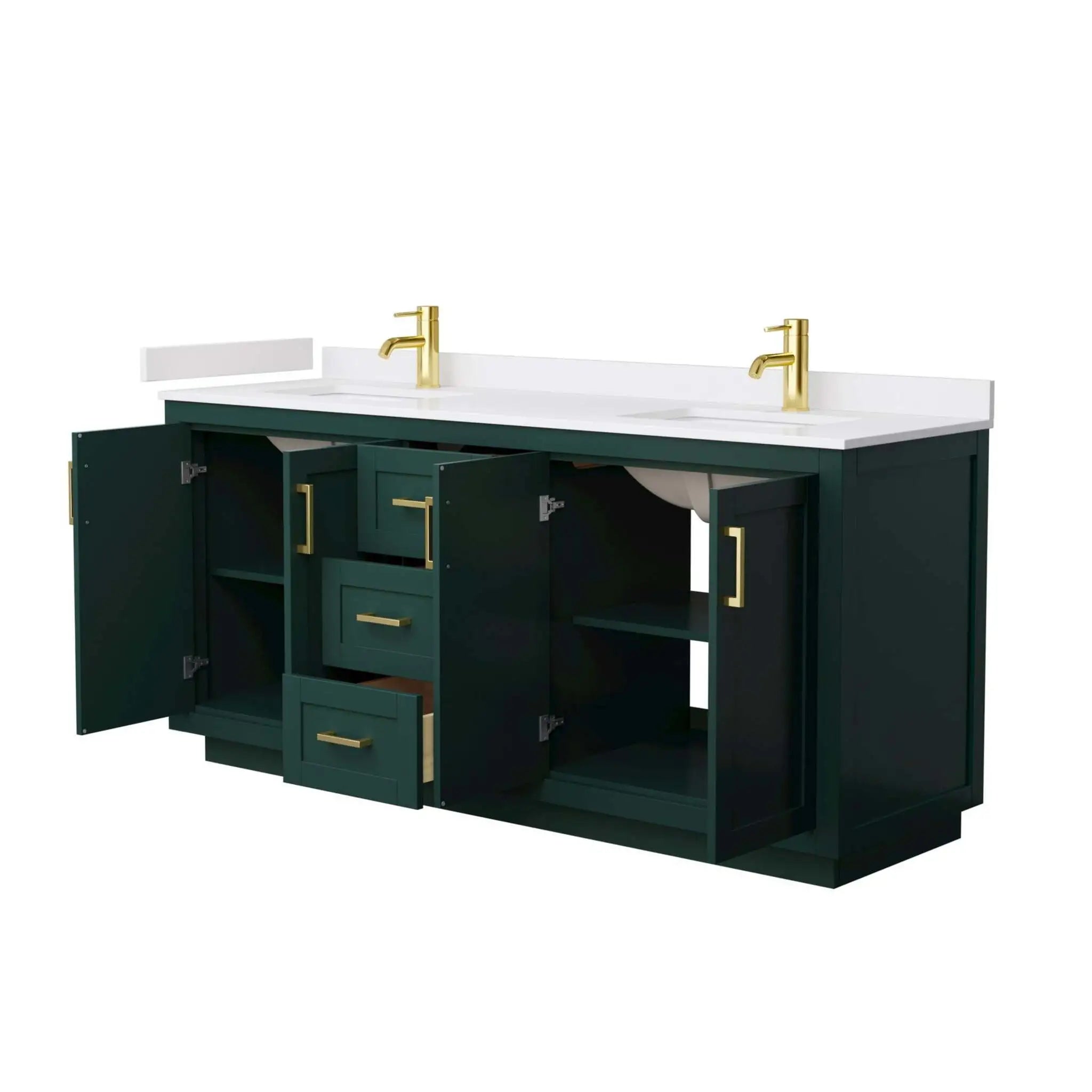 72" Miranda Double Bathroom Vanity in Green with Brushed Gold Trim by Wyndham