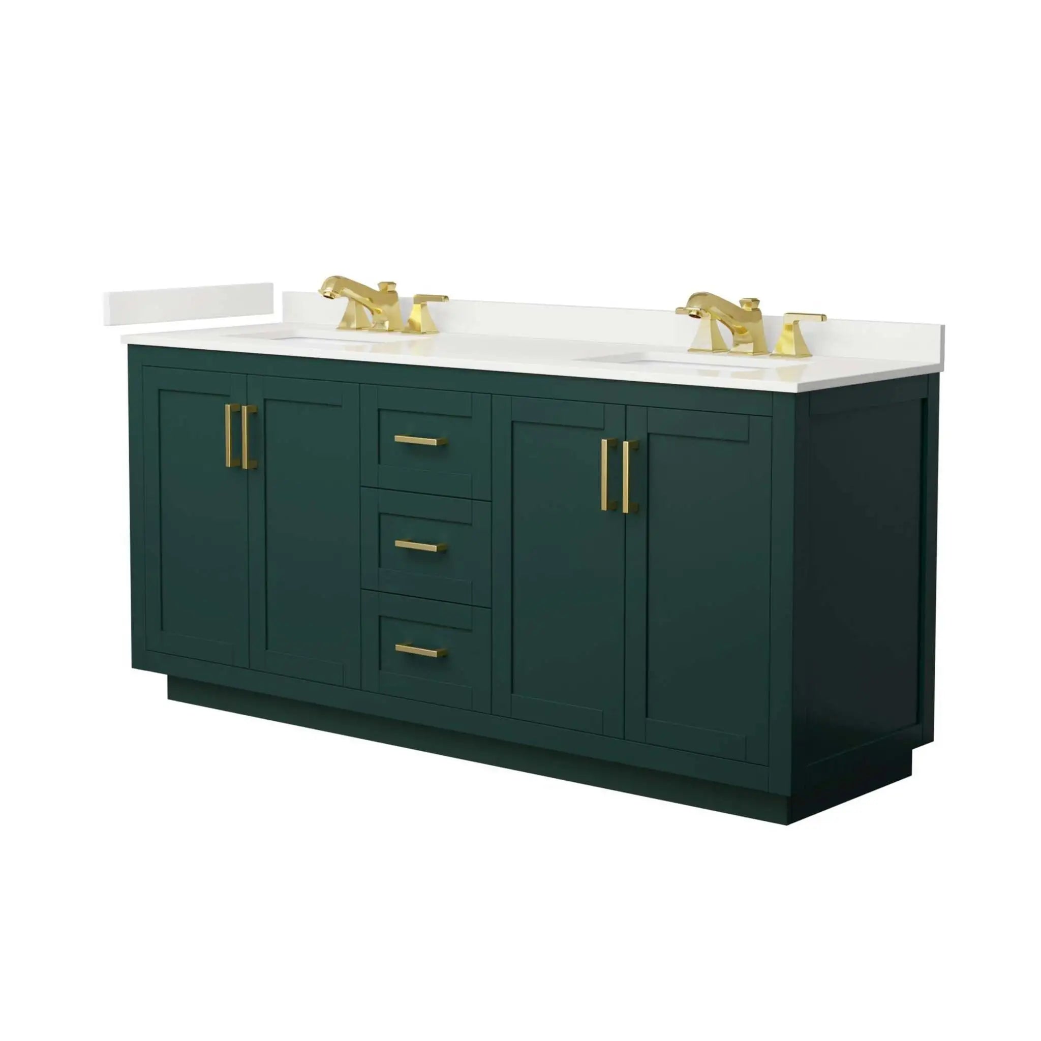 72" Miranda Double Bathroom Vanity in Green with Brushed Gold Trim by Wyndham