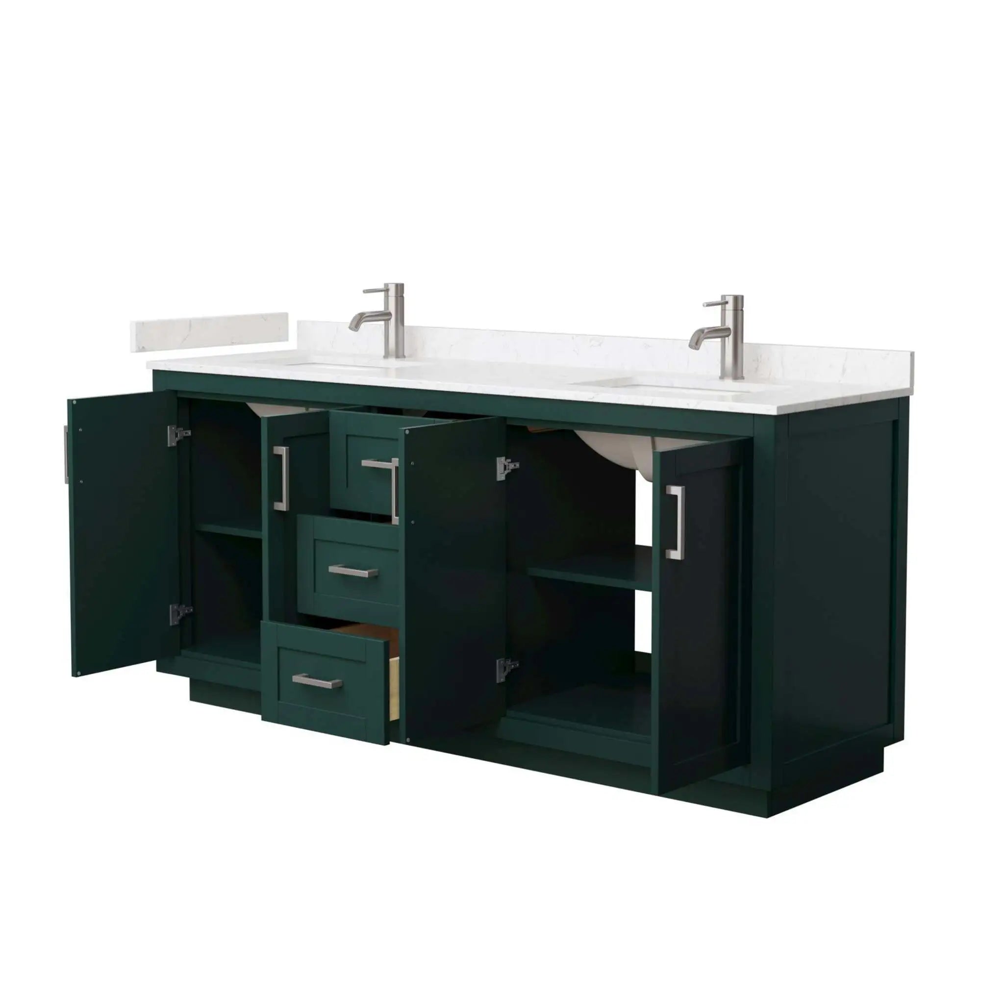 72" Miranda Double Bathroom Vanity in Green with Brushed Nickel Trim by Wyndham
